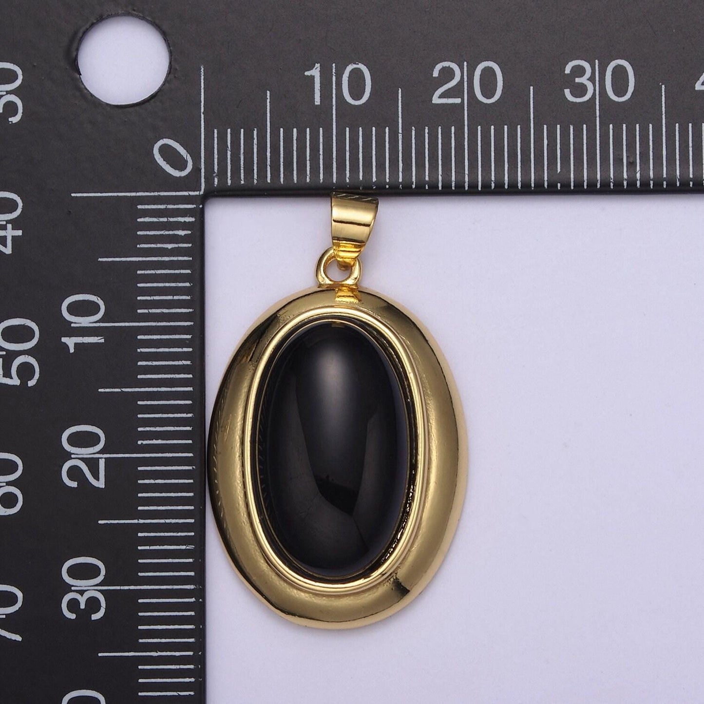 Black obsidian healing natural gemstone oval medallion pendant charm bracelet necklace jewelry finding h-619