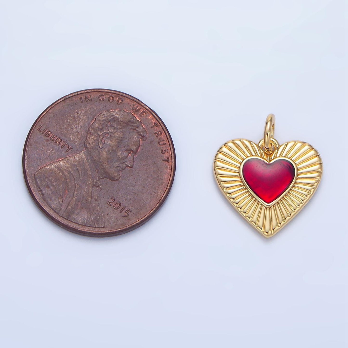 Blood red heart 24k gold filled love charm | x-838