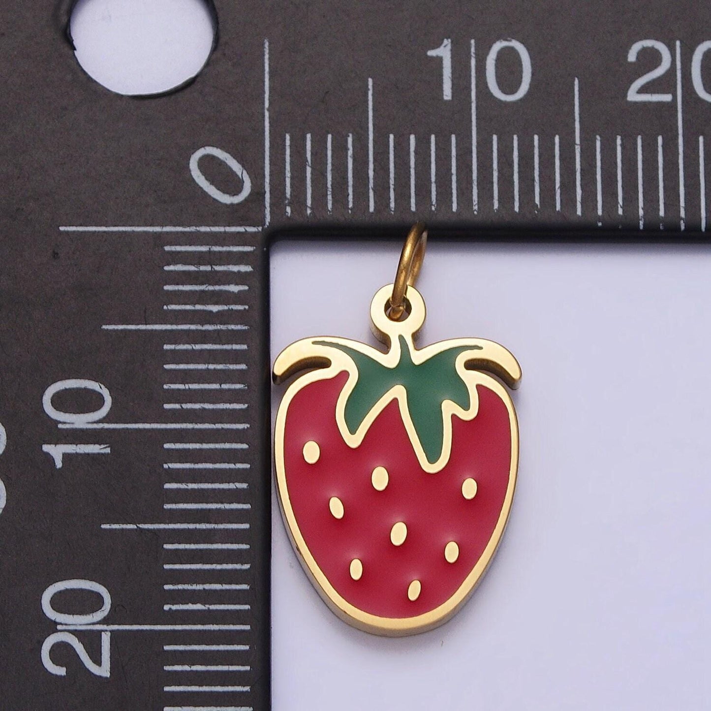 Gold strawberry pendant, strawberry necklace charm cute fruit charm stainless steel fruit food jewelry inspired for jewelry making p-926