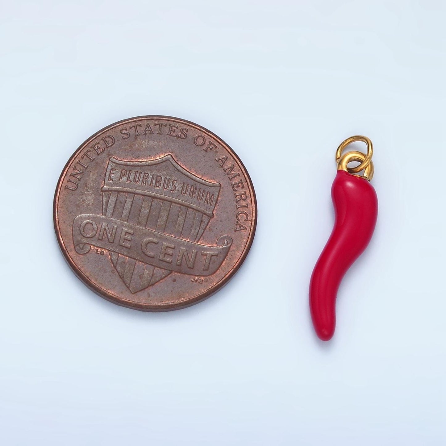 Dainty red chili charm gold stainless steel mini italian horn pendant for bracelet necklace charm supply p1226