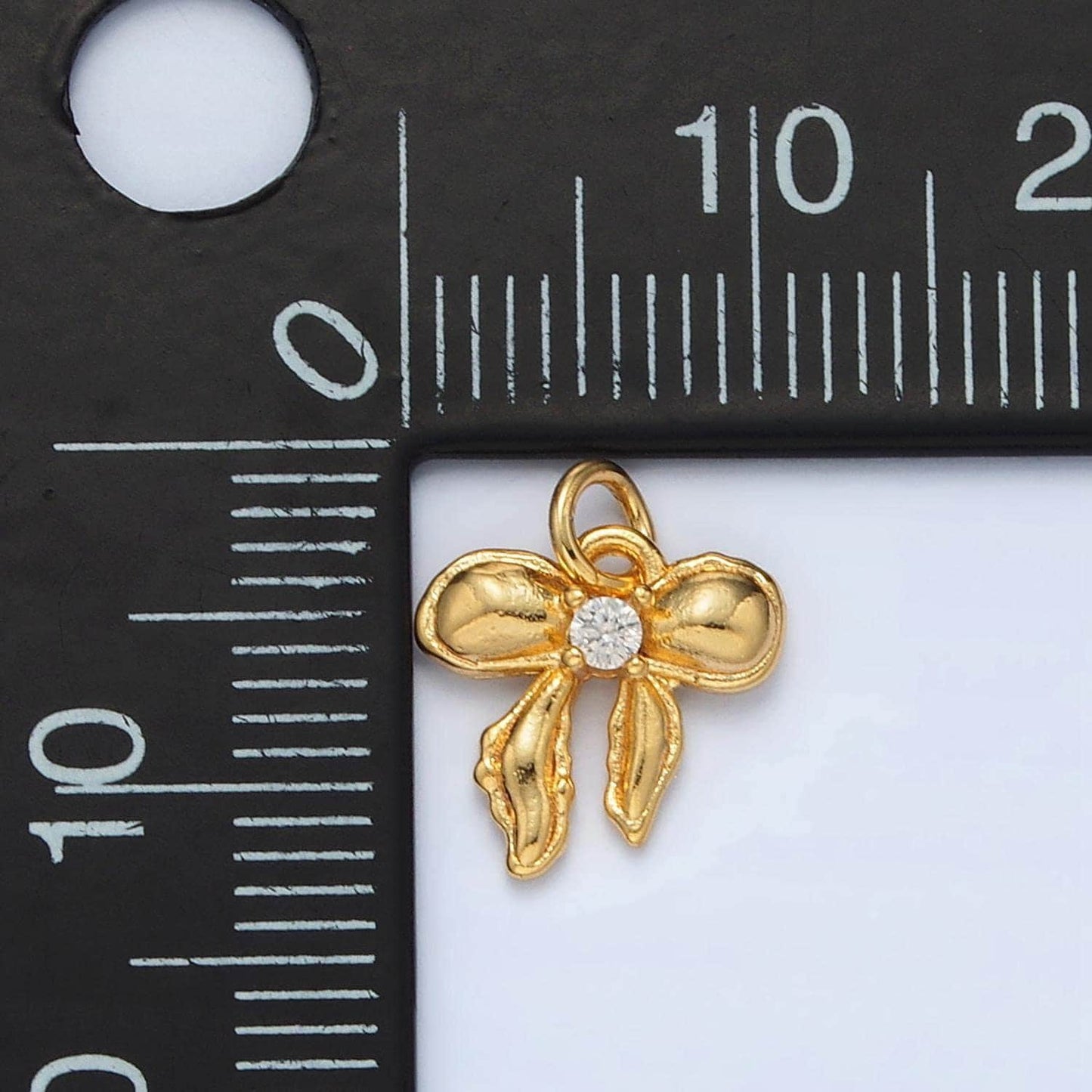 24k gold filled 10mm mini bow ribbon charm necklace bracelet earring supply for jewelry making | ac151