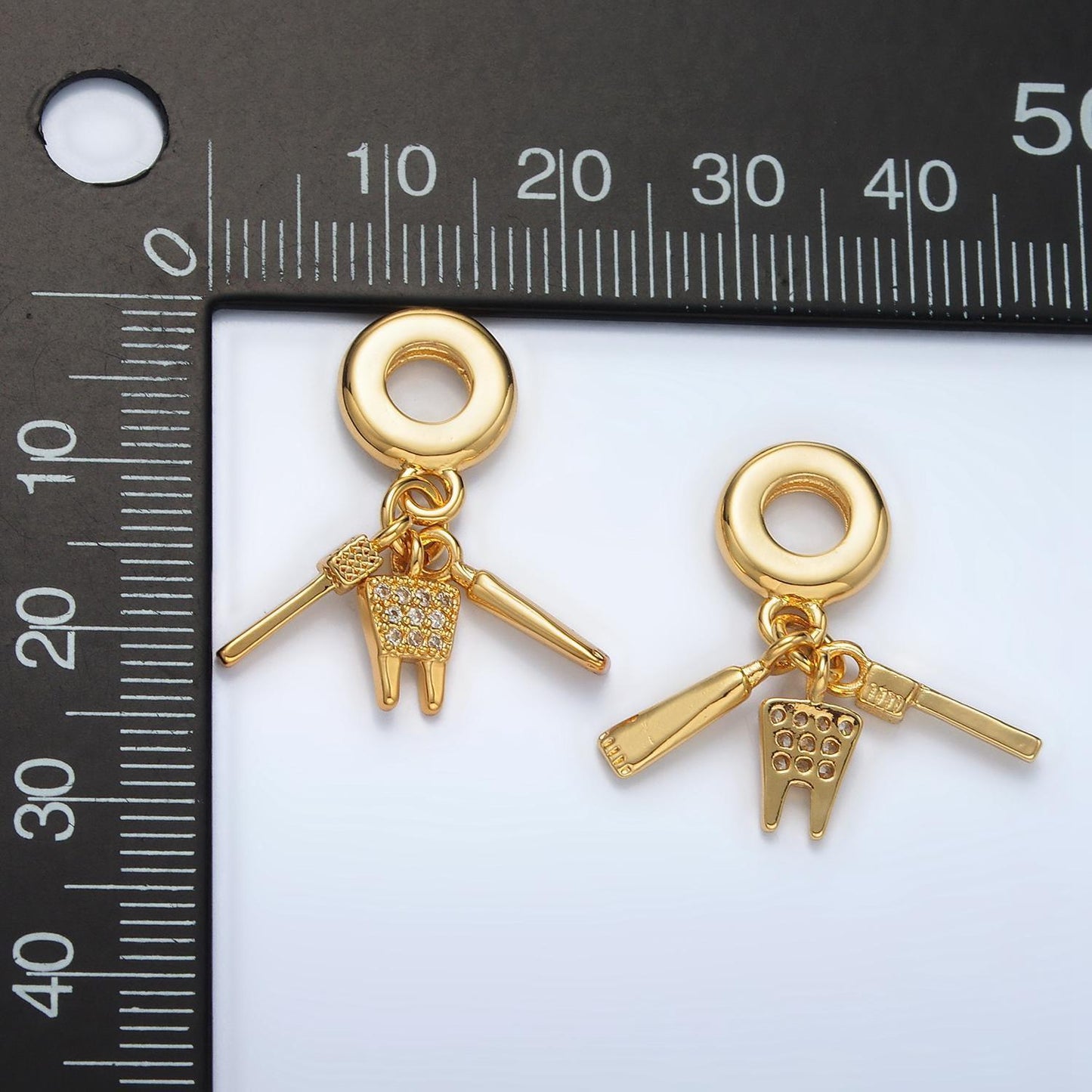 24 gold filled dentist theme toothbrush/tooth/toothpaste rondelle bail drop pendant | ac-086
