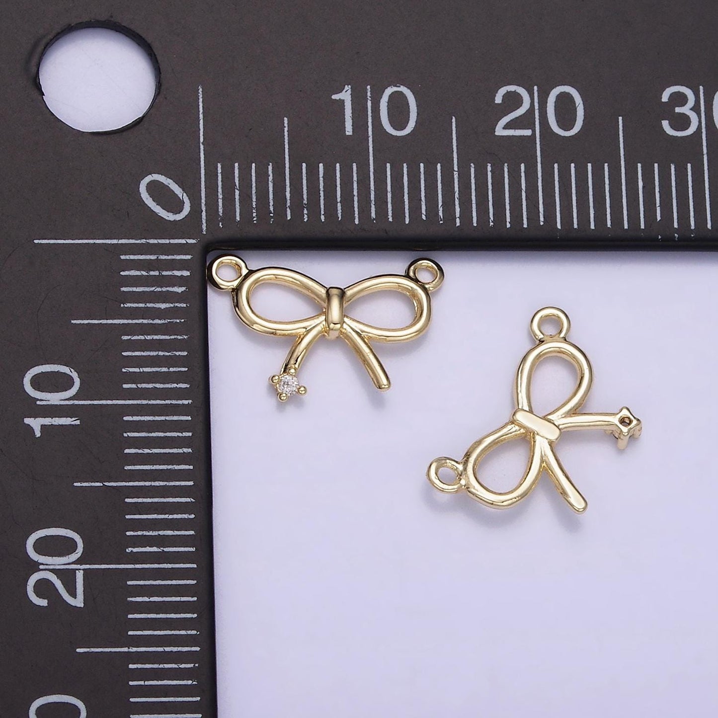 Mini 14K Gold Filled CZ Connector Bow / Ribbon | G-392