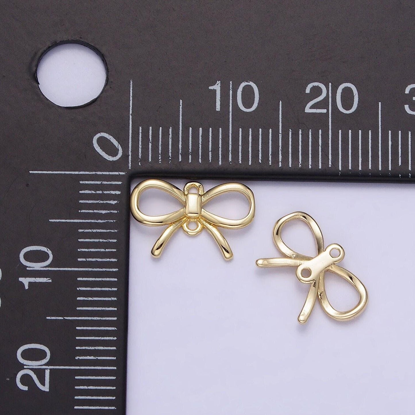Mini 14k gold filled 7.6mm mini bow charm earring supply for jewelry making | g292