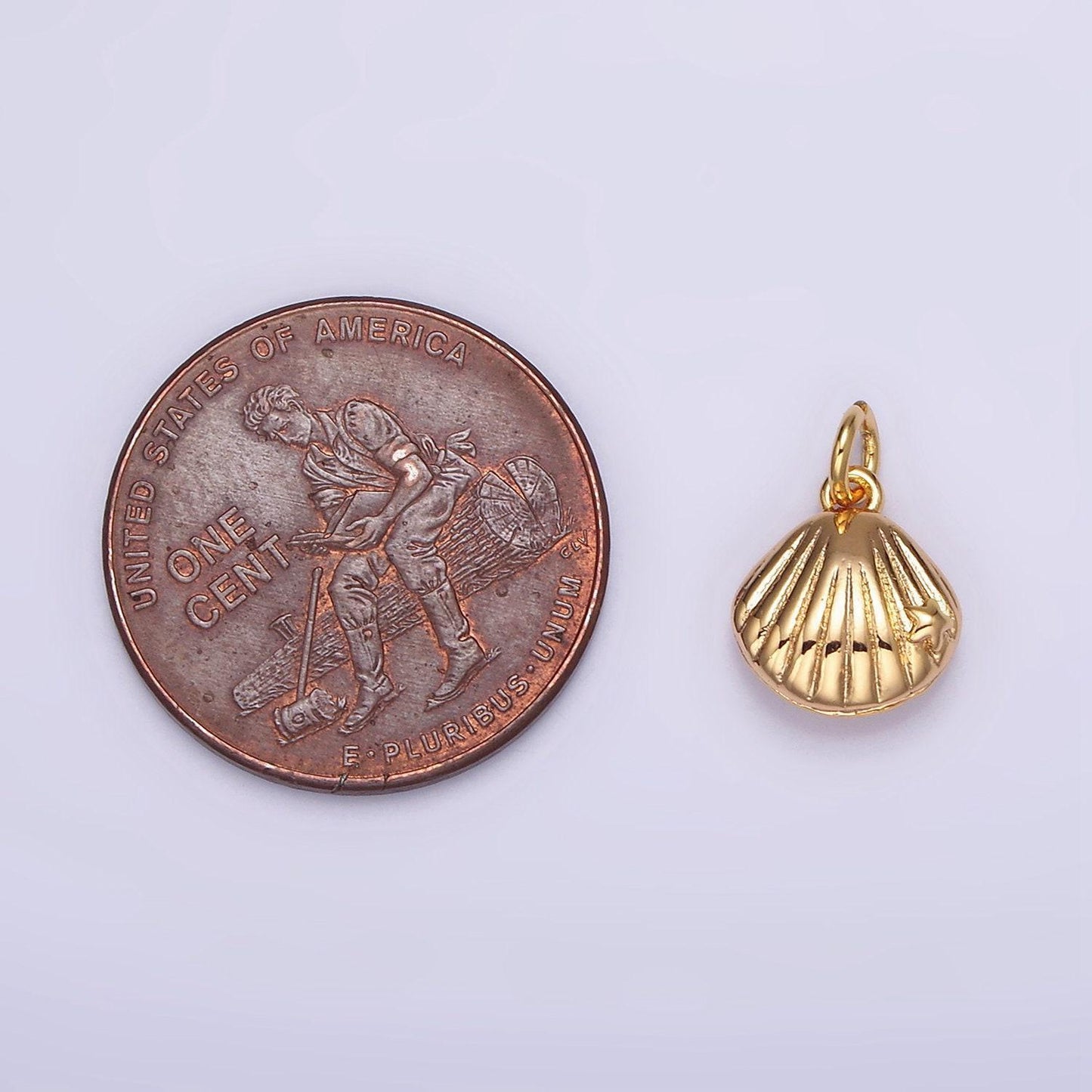 16k gold filled 8mm sea shell line-textured add-on charm | ag-012