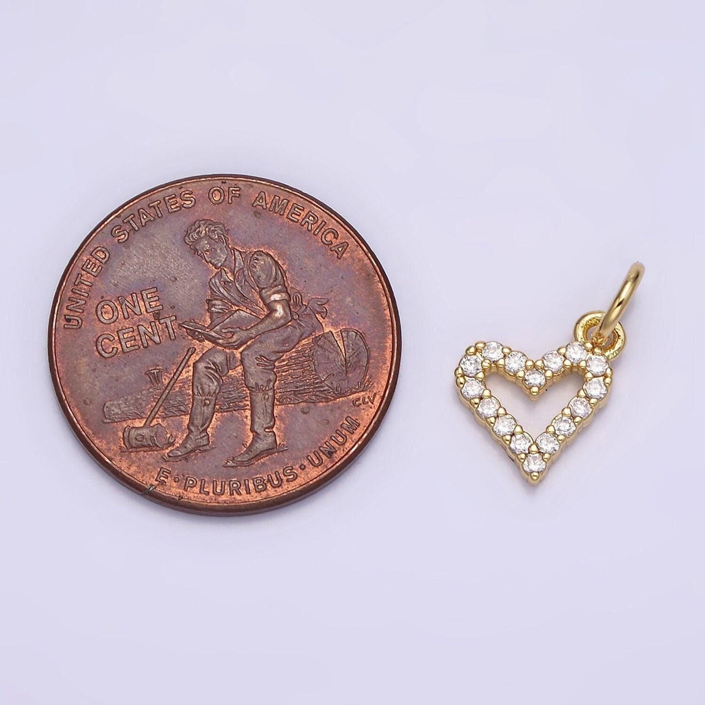 Mini cubic heart pendant polished gold-plated tiny geometric charm for earring bracelet necklace component n-974