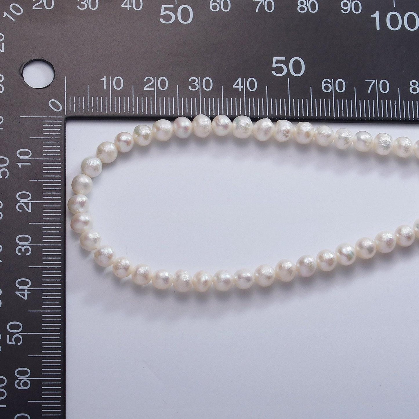 4.2mm white pearl strand, freshwater potato round pearls beads wholesale 15 inch full strand for jewelry making supply wa-2503