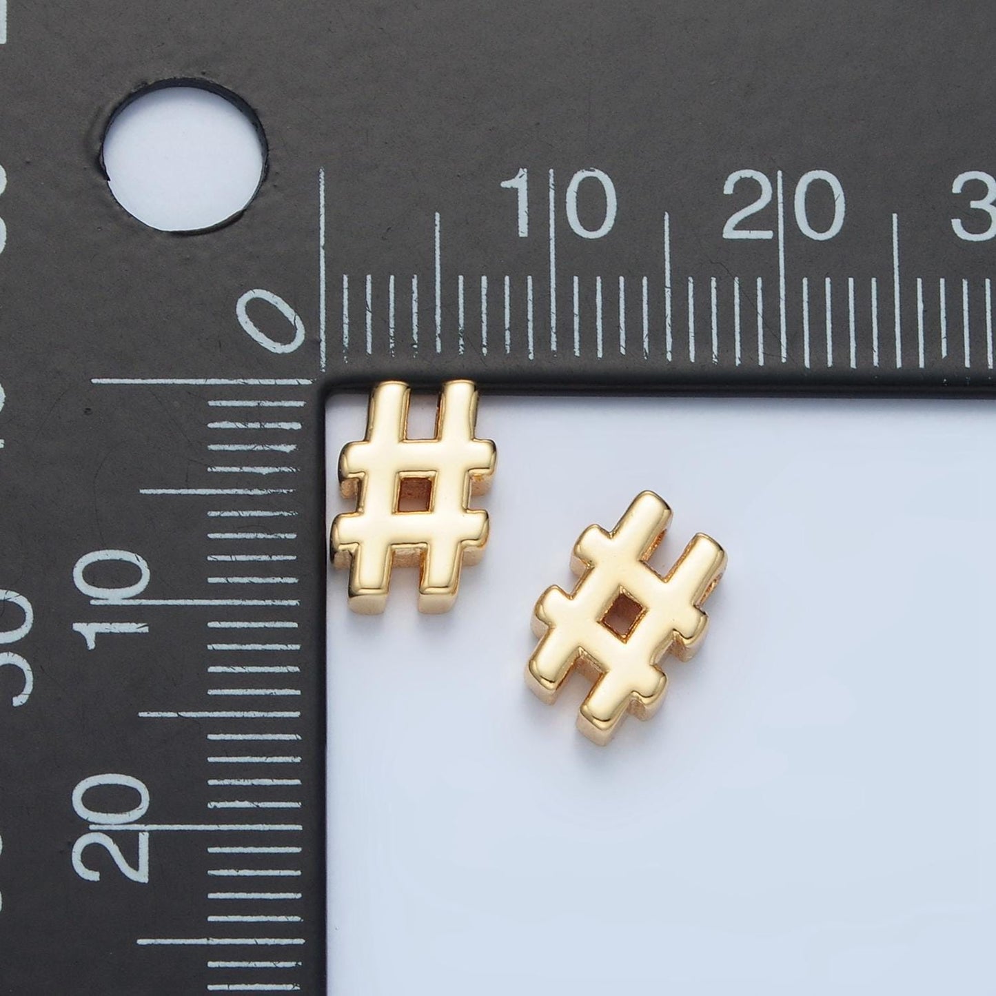 Dainty 10mm gold hashtag bead spacer 24k gold filled hashtag spacer bead hashtag necklace hashtag bracelet b909