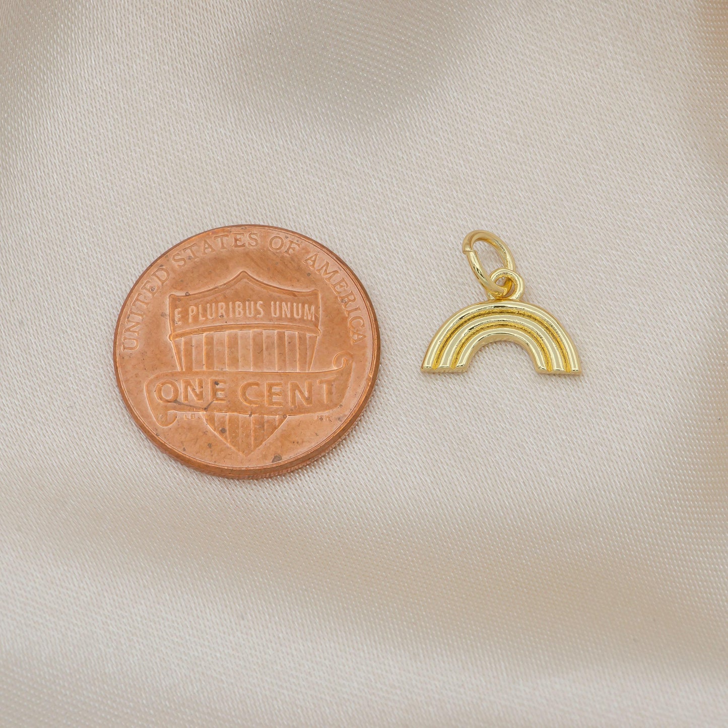 Tiny rainbow charm, gold pendant charm, mini charms polished gold-plated for bracelet earring necklace supply ac-1444