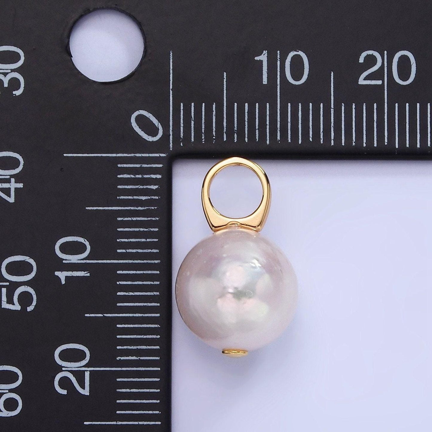 Big hole 14k gold filled 12mm shell pearl potato drop charm for wedding minimalist jewelry for necklace earring component | p1718
