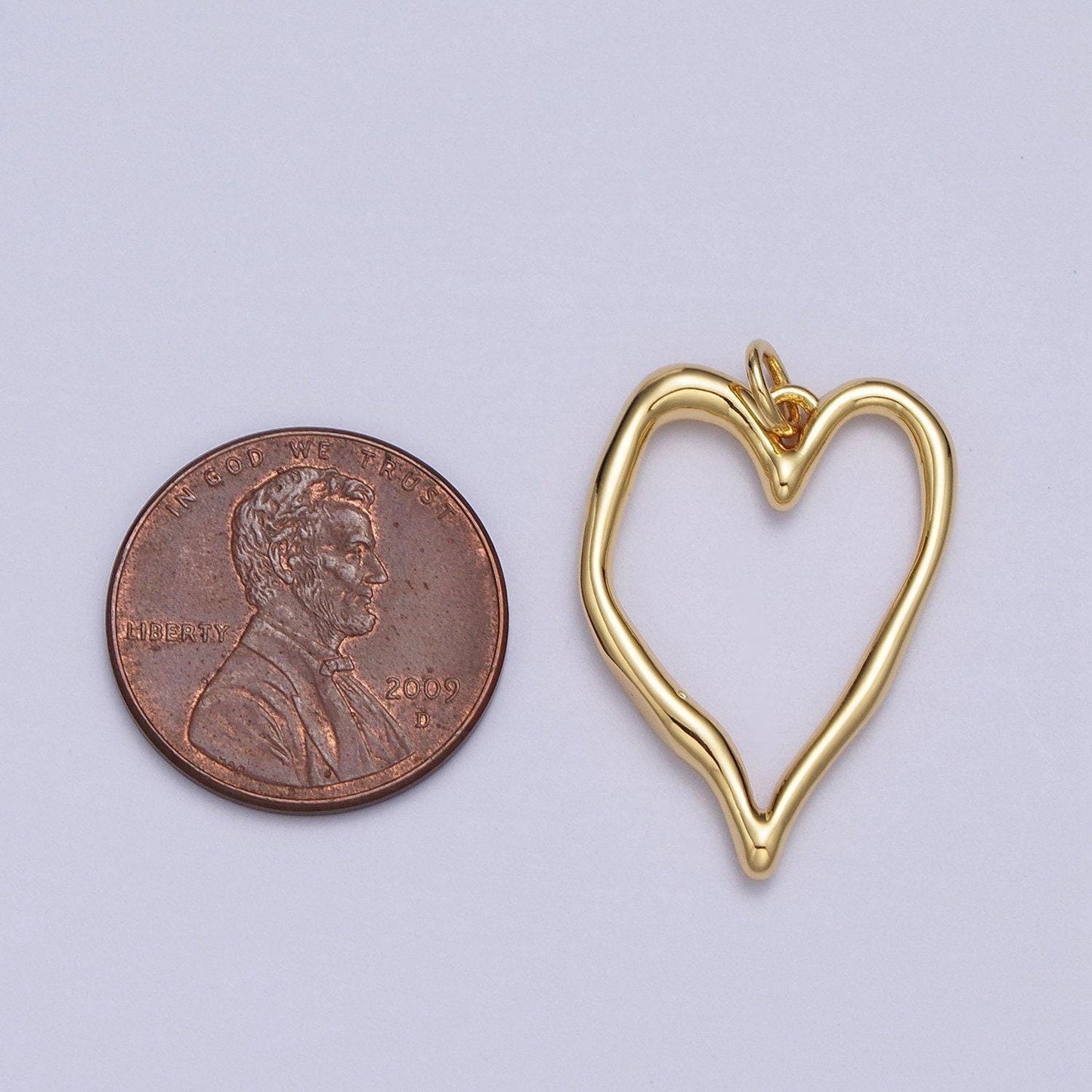 Rustic gold heart charm for necklace earring component open heart pendant dangle charm minimalist jewelry supply ac023