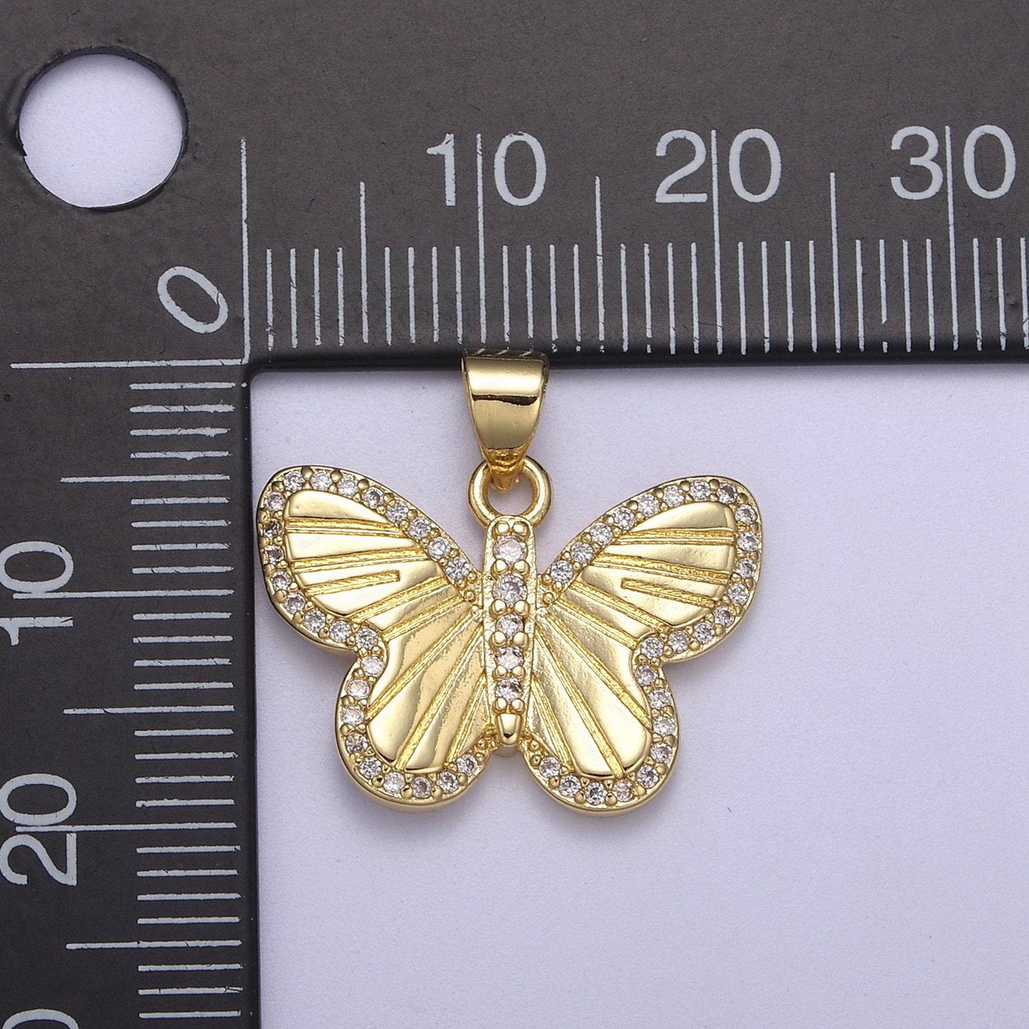 Dainty gold fill butterfly pendant with cz animal charm h-143