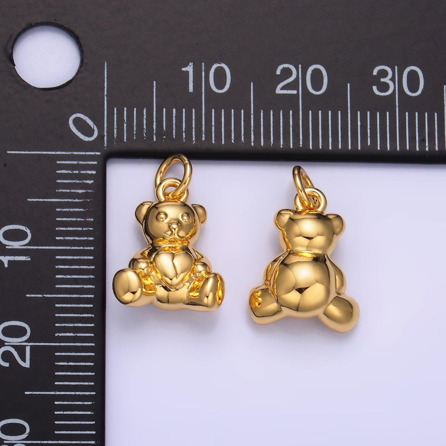 24k gold filled teddy bear pendant kids stuff animal add-on charm in gold for bracelet necklace charm bar supply | w215