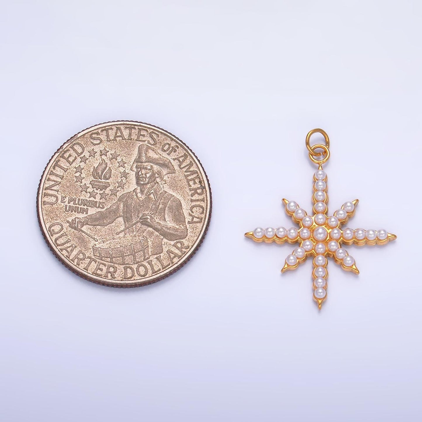 Gold pearl north star pendant, 14k gold filled mini pearl polaris northern constellation celestial charm | p-1449