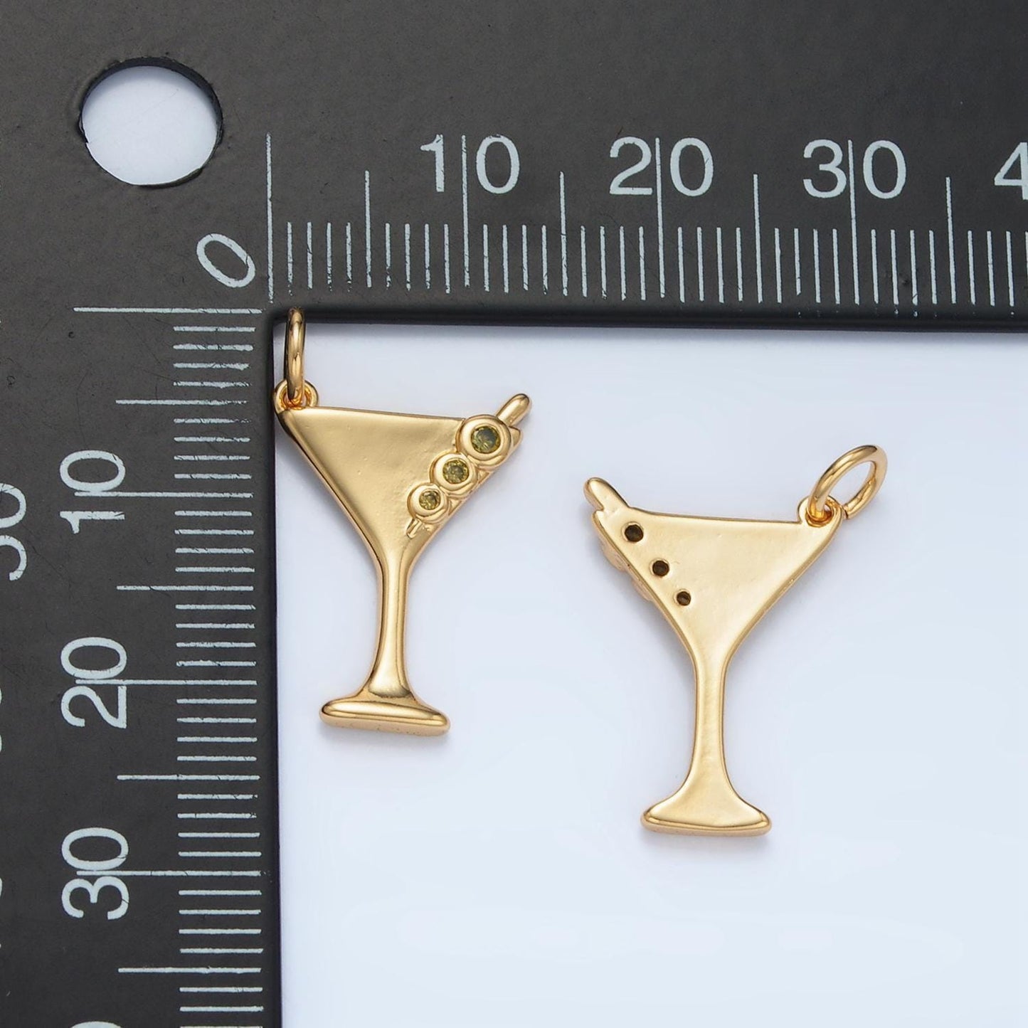 Dainty martini glass charms cocktail drink charms with green olive cz alcohol for girl party charm bar supplies e311
