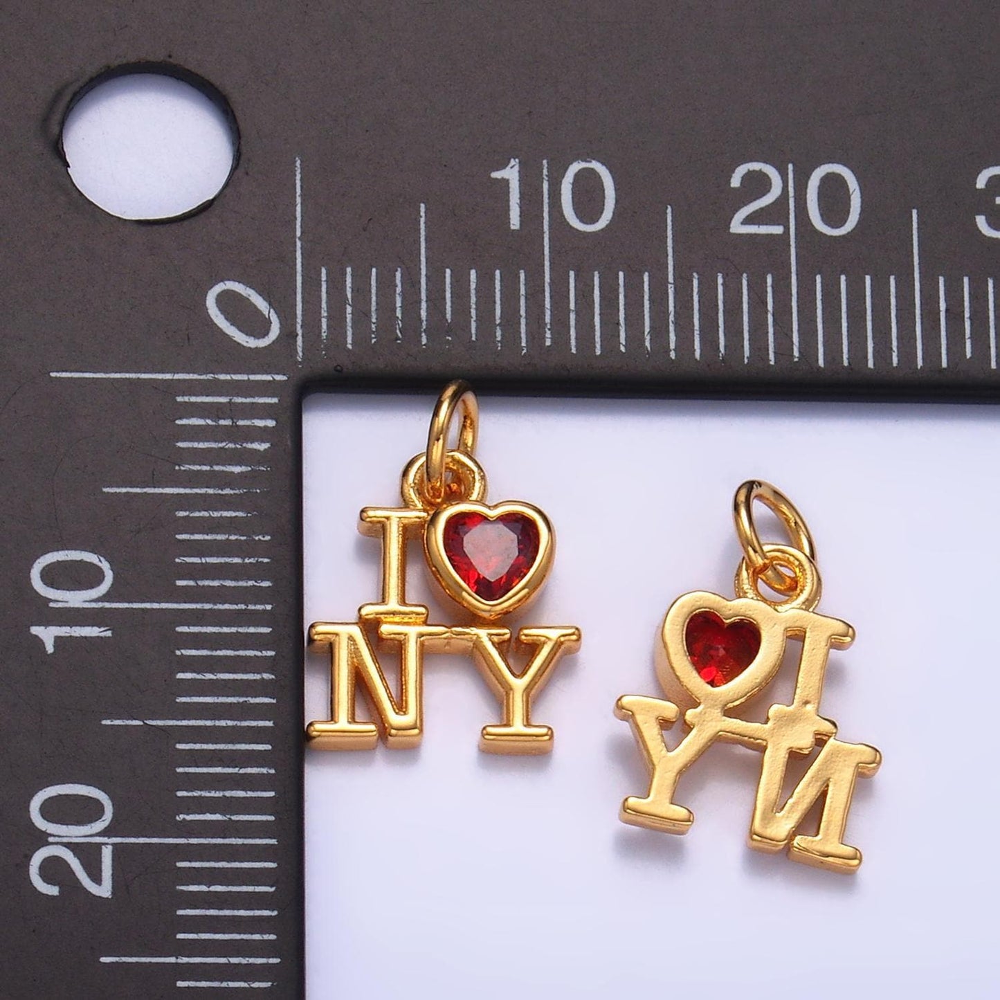 Mini red heart cz gold new york charm i love ny minimalist jewelry micro cz pave ny state sign travel pendants for necklace bracelet w323