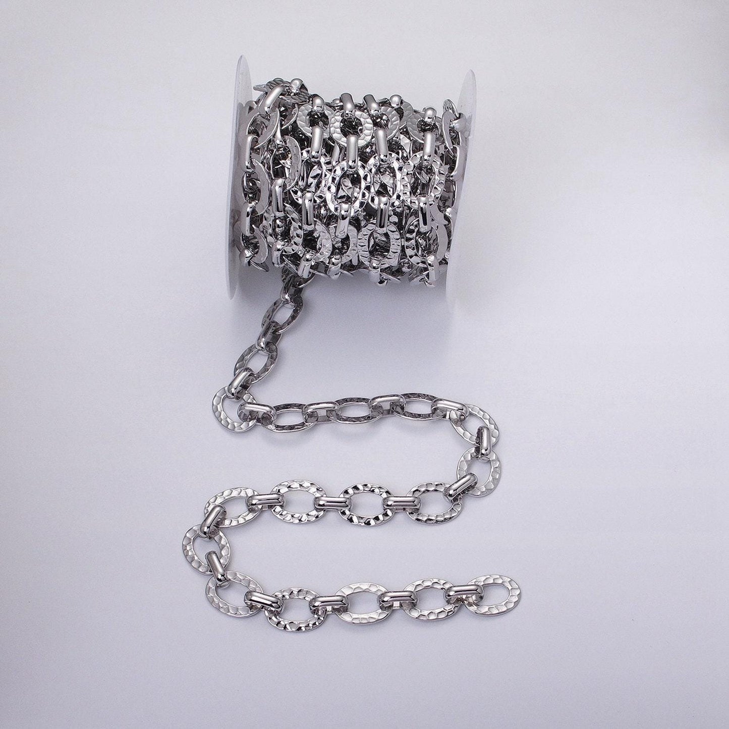 Chunky 16k gold filled hammered oval cable chain chain, silver unique chain by yard for jewelry making supply | roll-1257 1258