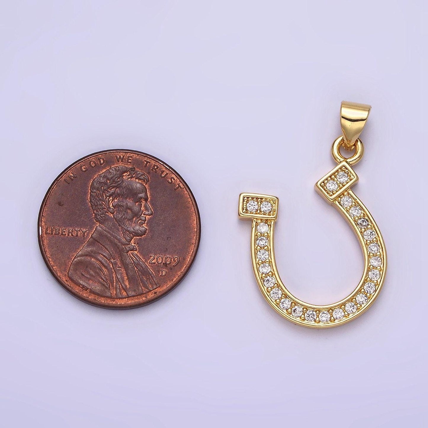 Dainty horseshoe charm in 14k gold filled cubic lucky charm pendant, horse shoe for necklace bracelet earrings jewelry making supply aa484