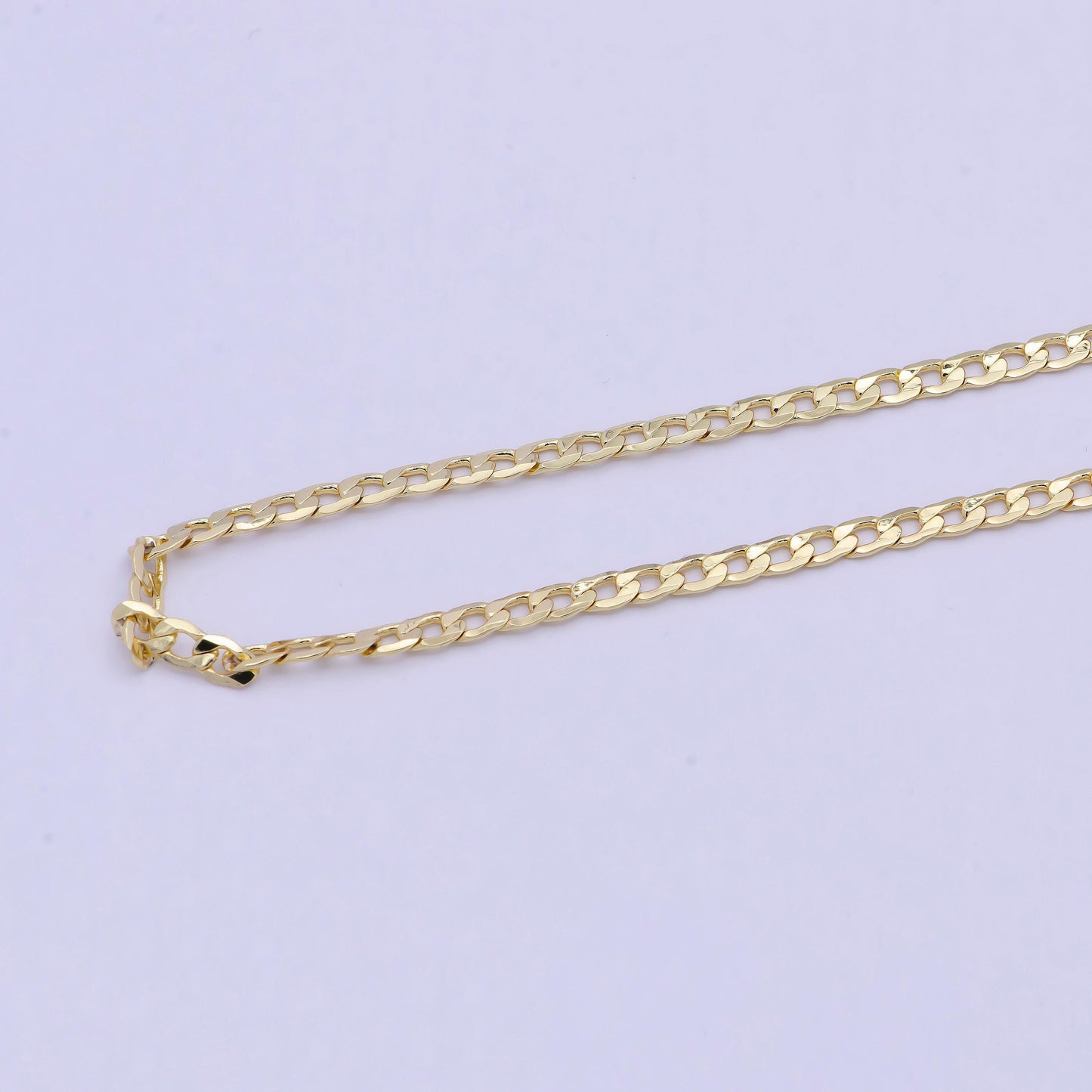 24k gold filled unfinished dainty miami flat curb chain by yard, wholesale bulk roll curb chain for jewelry making | roll-736