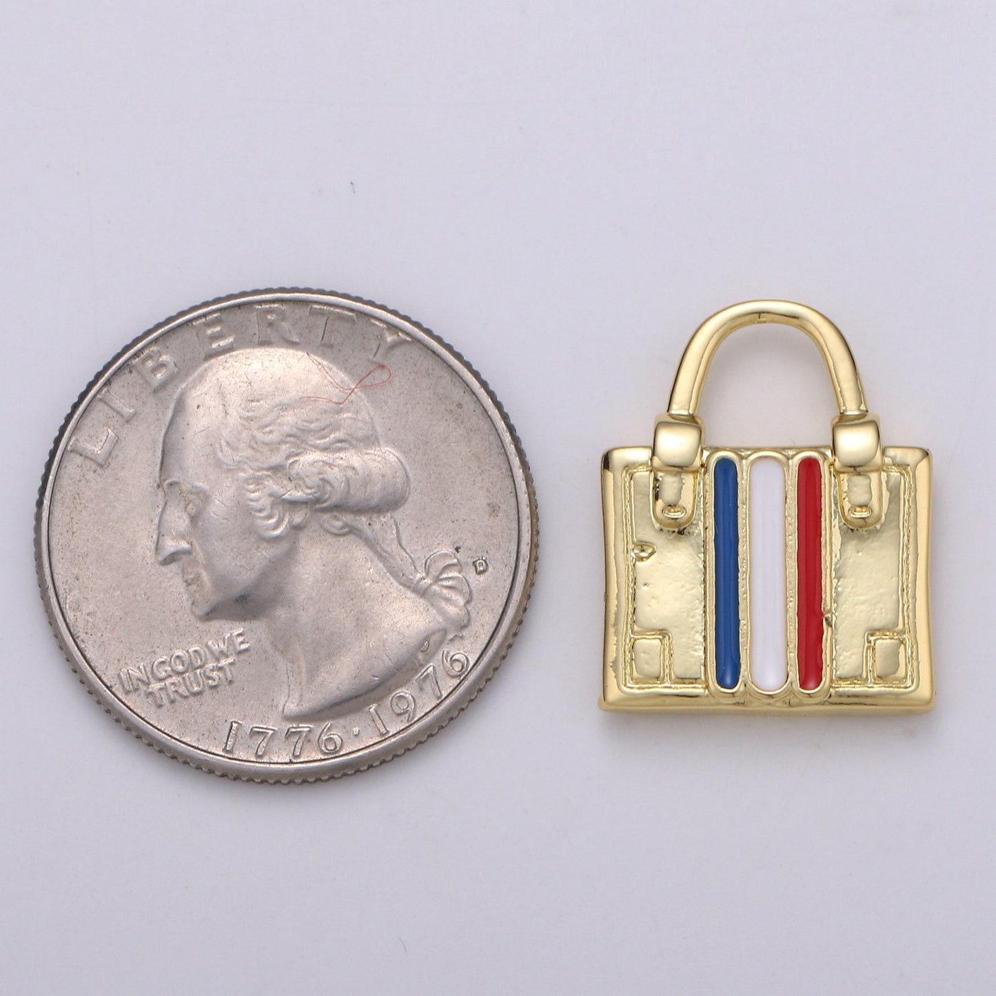 1x 14k gold suitcase charm, luggage charm dainty charm, travel charm adventure designer inspired france italy flag charm 1860