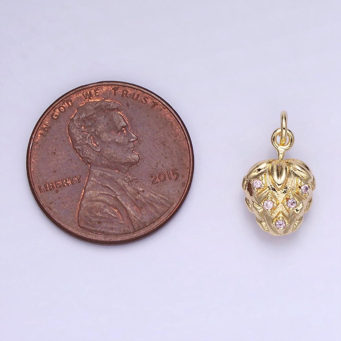 Gold strawberry charm cubic fruit charm summer foodies pendant dangle charms for bracelet necklace earring supply component ag723