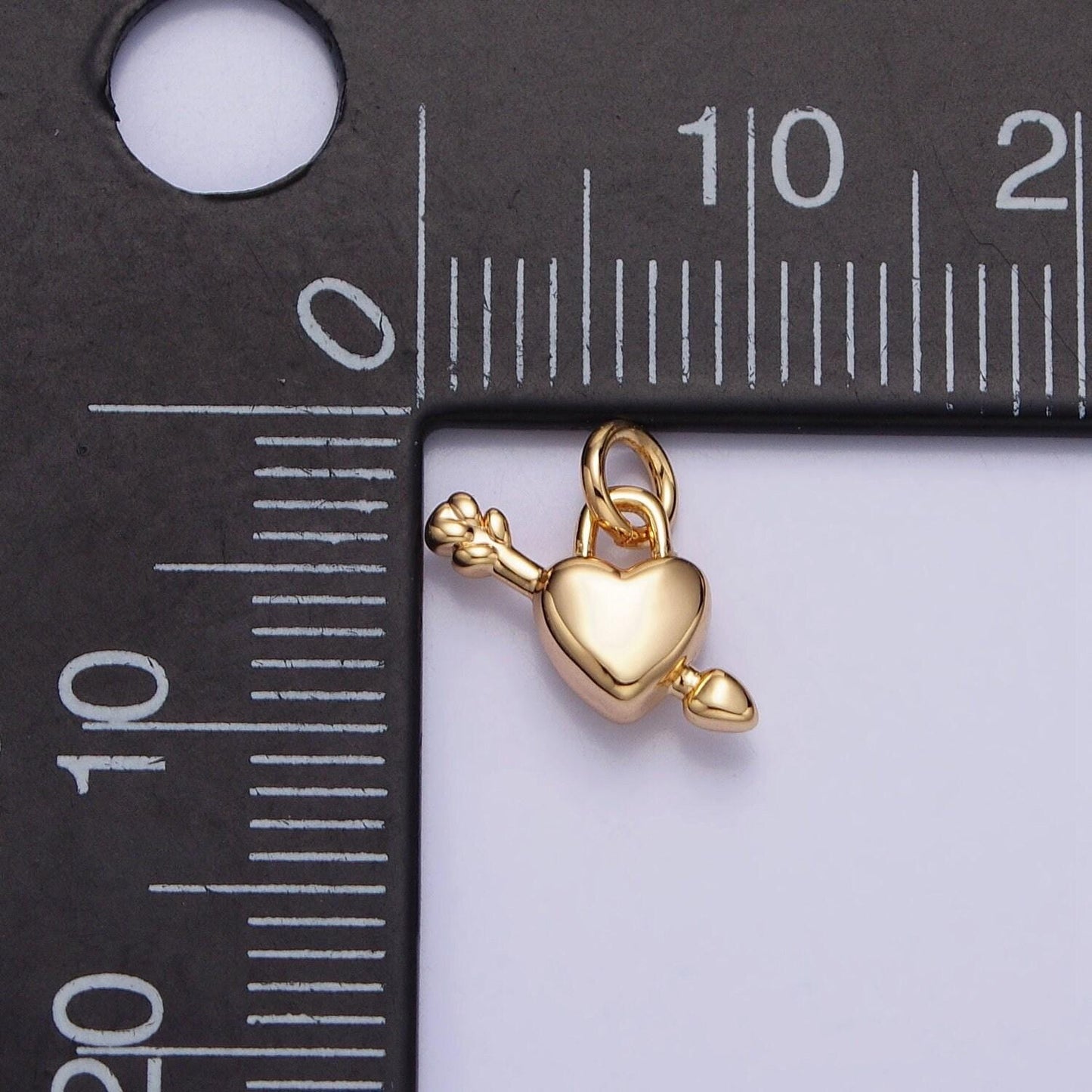 Mini gold heart with arrow charm mini silver heart pendant for earring necklace bracelet component ac707