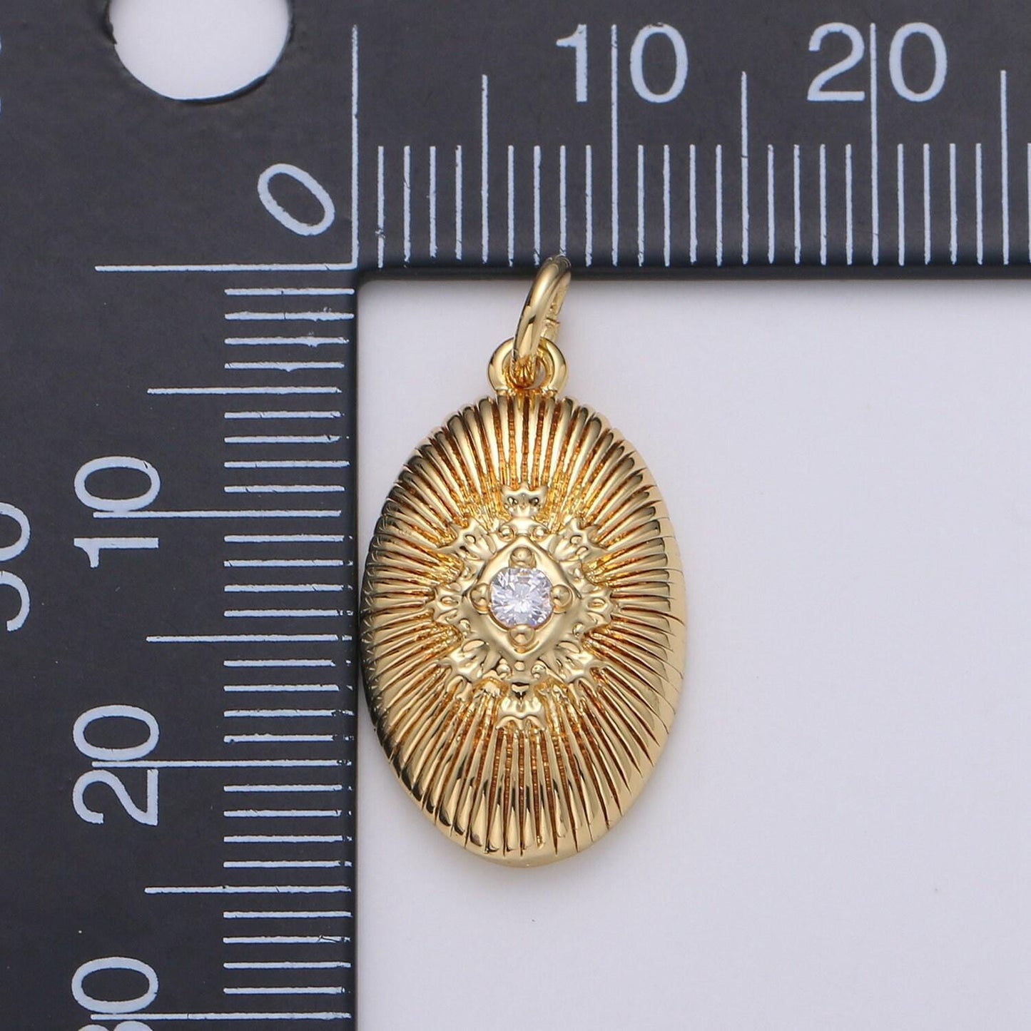 24k gold ovalcharms, cubic inner radiance pendant, dainty pendant oval charm for bracelet earring necklace diy,chgf-1671