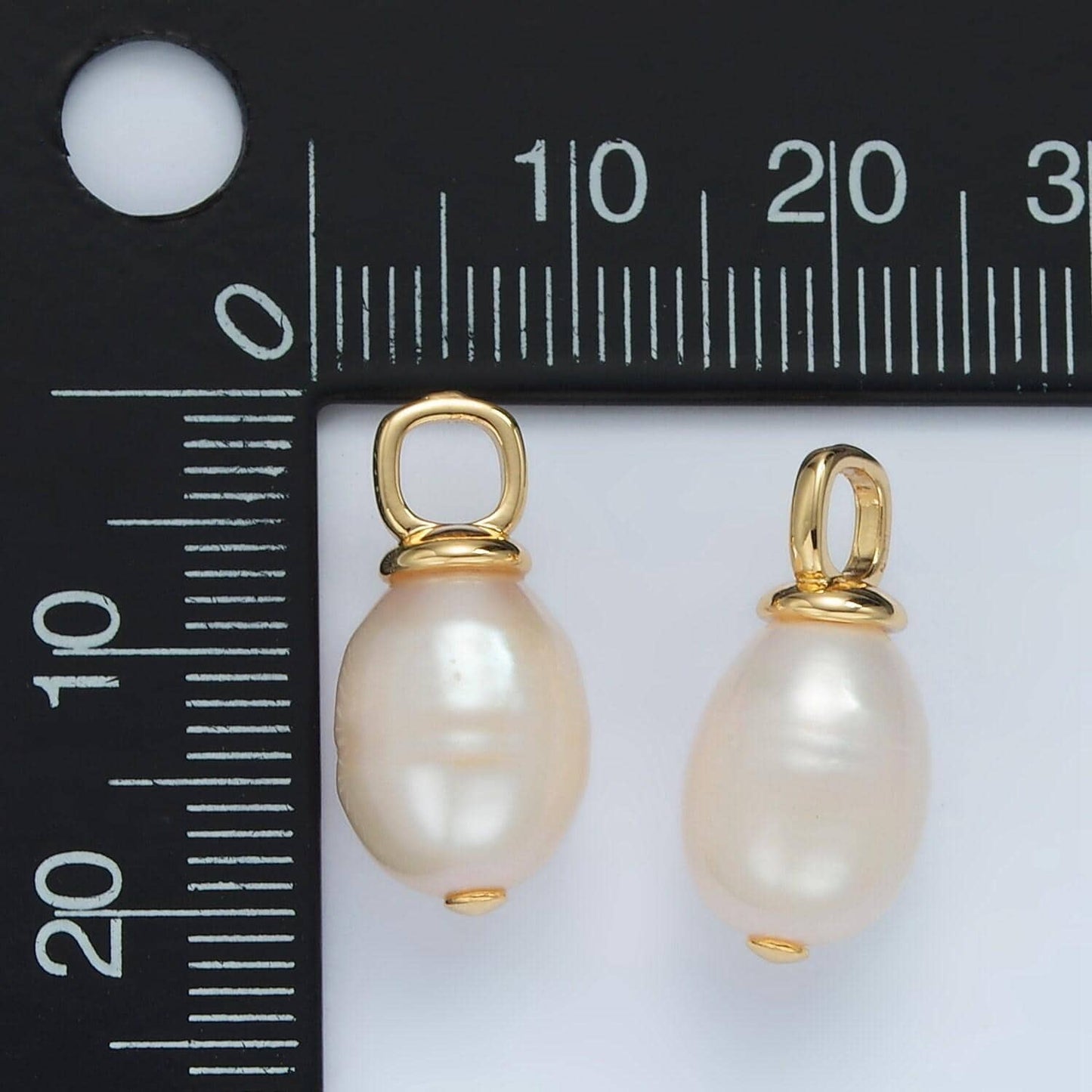 Gold filled 20mm freshwater pearl square bail drop pendant | p-1864