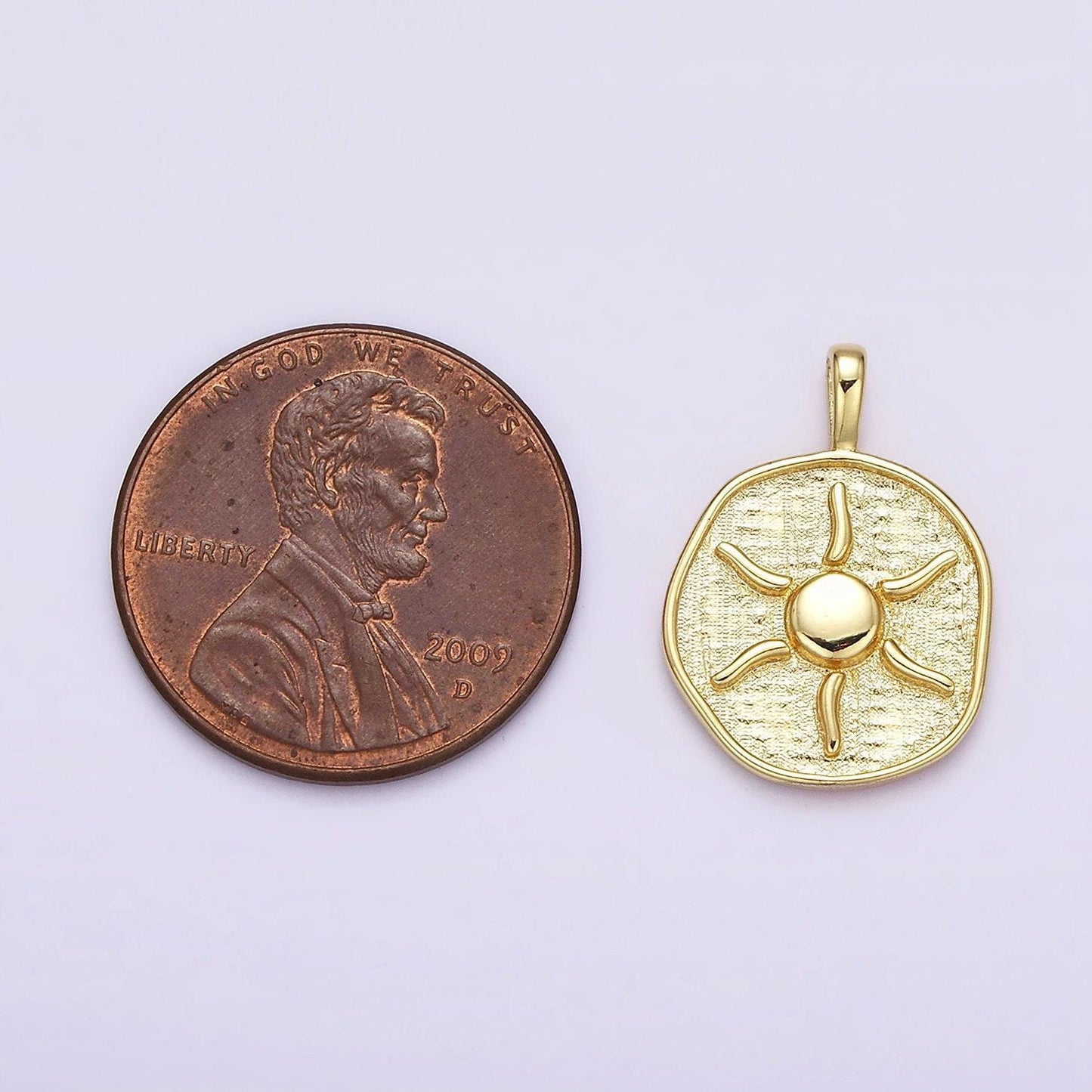 16k gold filled sun charm bohemian yoga coin round pendant | aa630