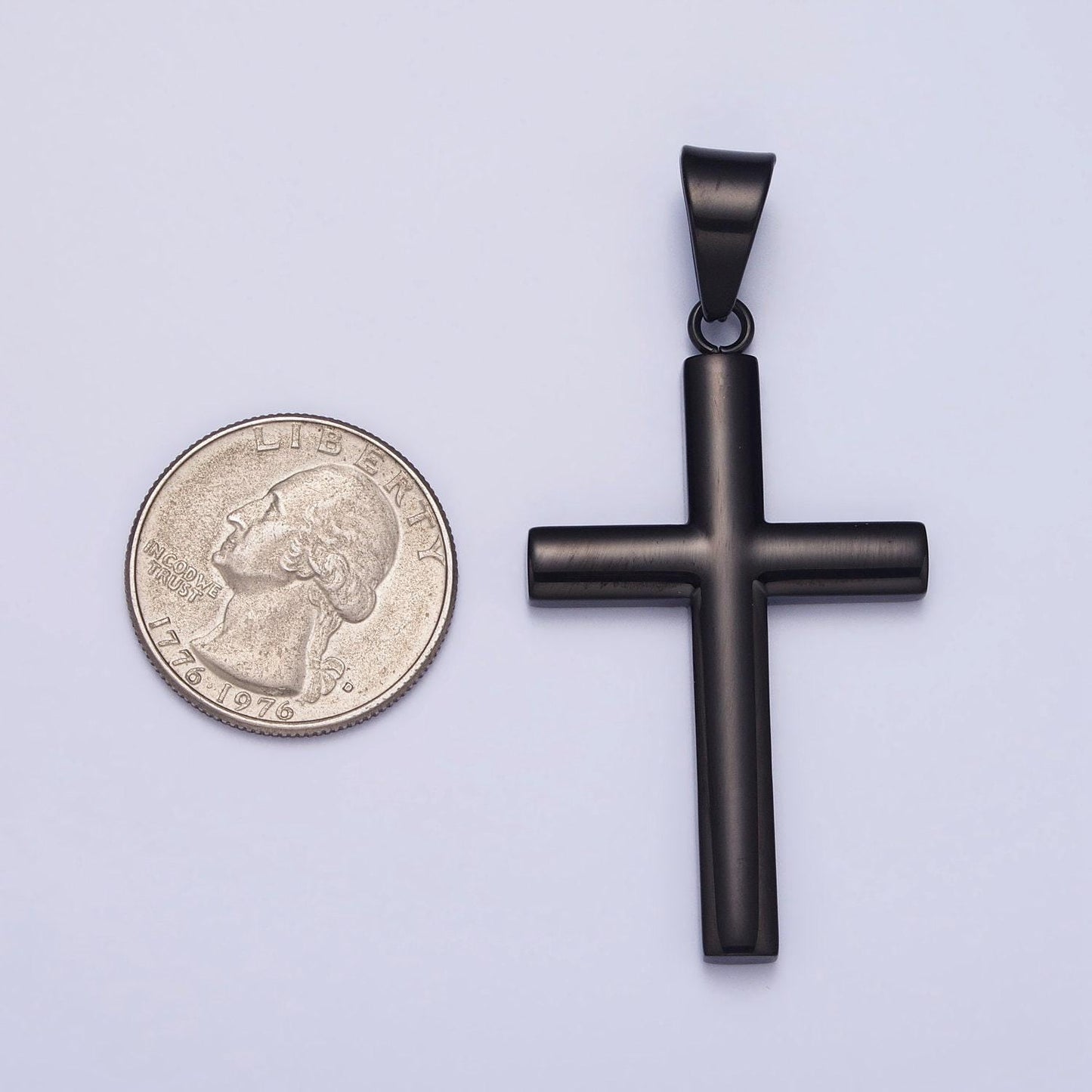 Stainless steel 29.3mm dark black cross pendant for religious jewelry making for men | p1161