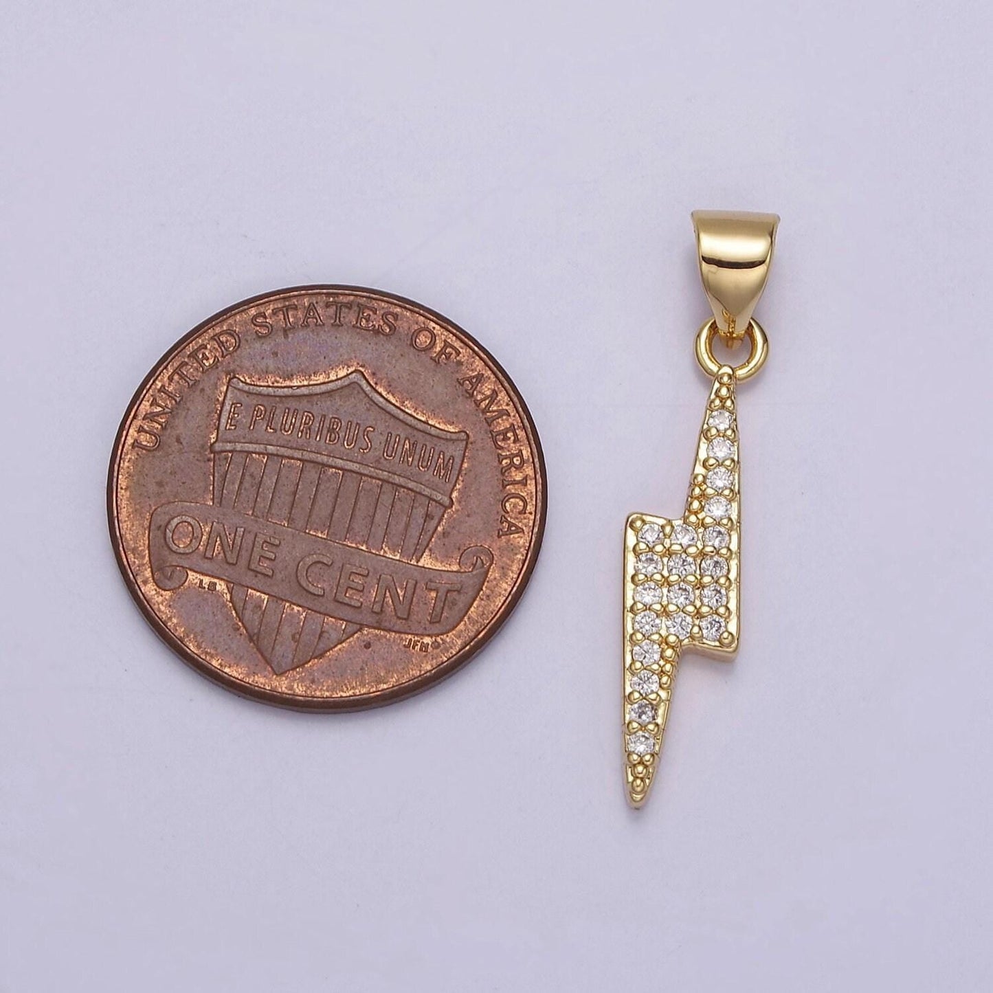 27mmx5mm mini lightning bolt pendant charm, micro pave cubic zirconia cz thunder charm for jewelry necklace making, j-345