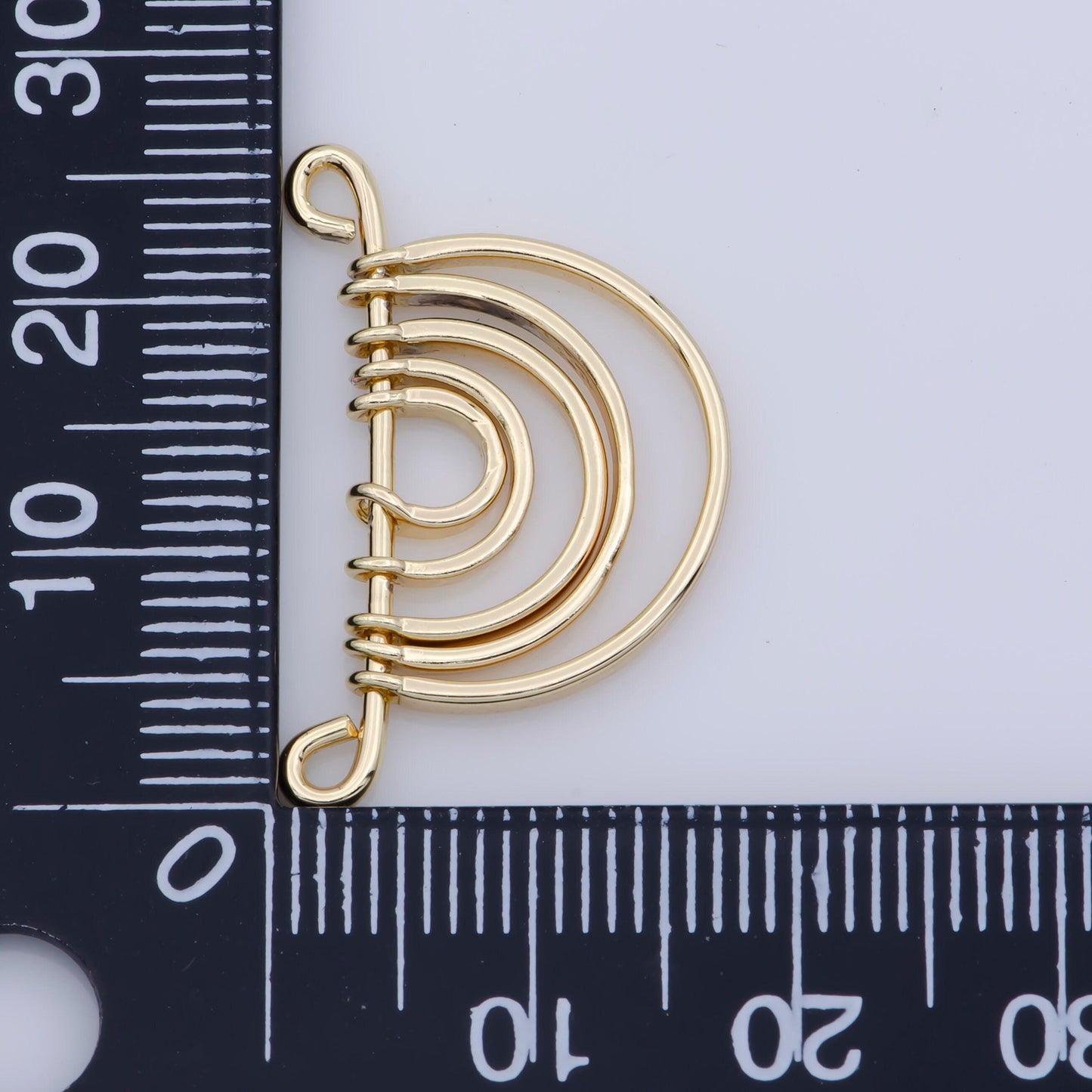 Gold filled rainbow shape charm for necklace pendant double bail dual loop charm for jewelry making supply gold rainbow link connector f319,