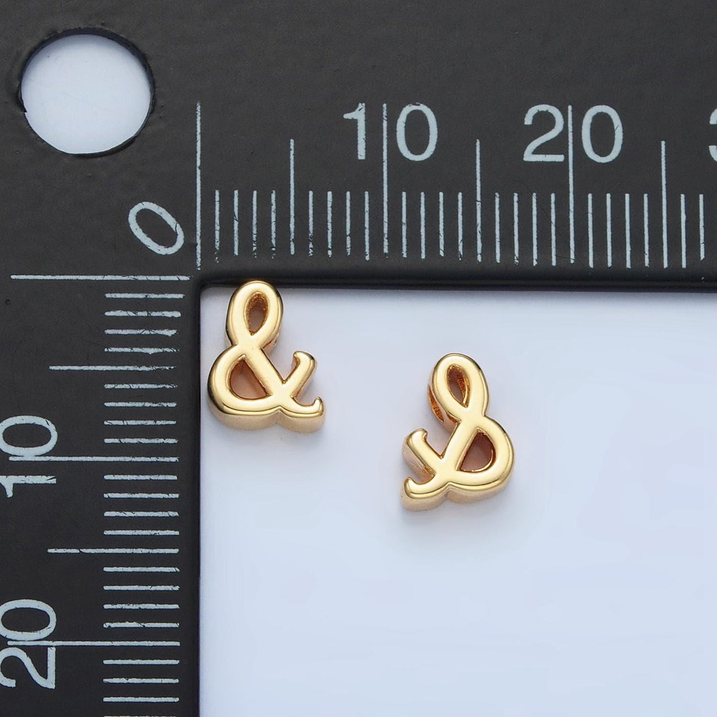 Dainty gold 8mm ampersand bead spacer connector charm small ampersand initial charm pendant, ampersand alphabet b908