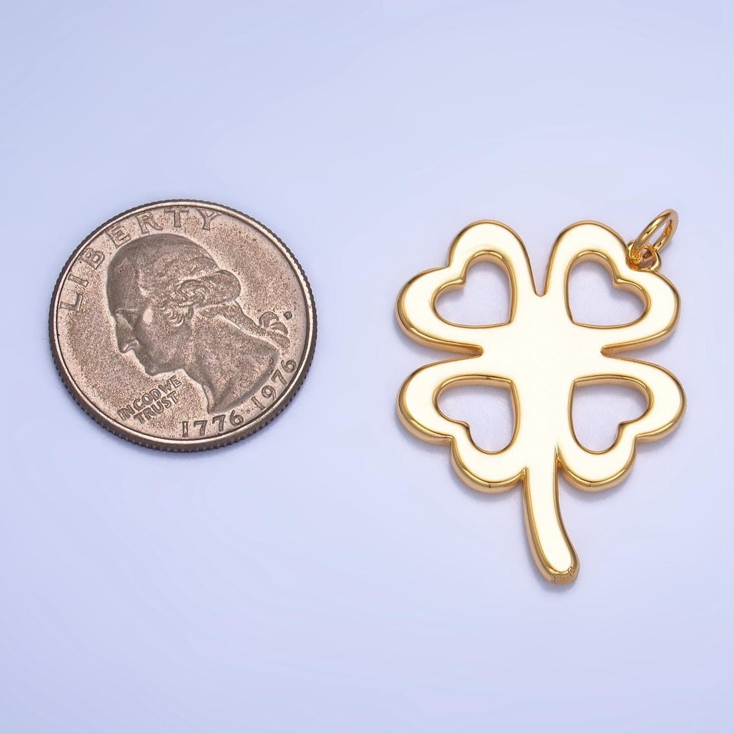 Dainty clover charm 24k gold filled shamrock celtic four leaf clover lucky char 35 x 26 mm for necklace earring bracelet jewelry making w051
