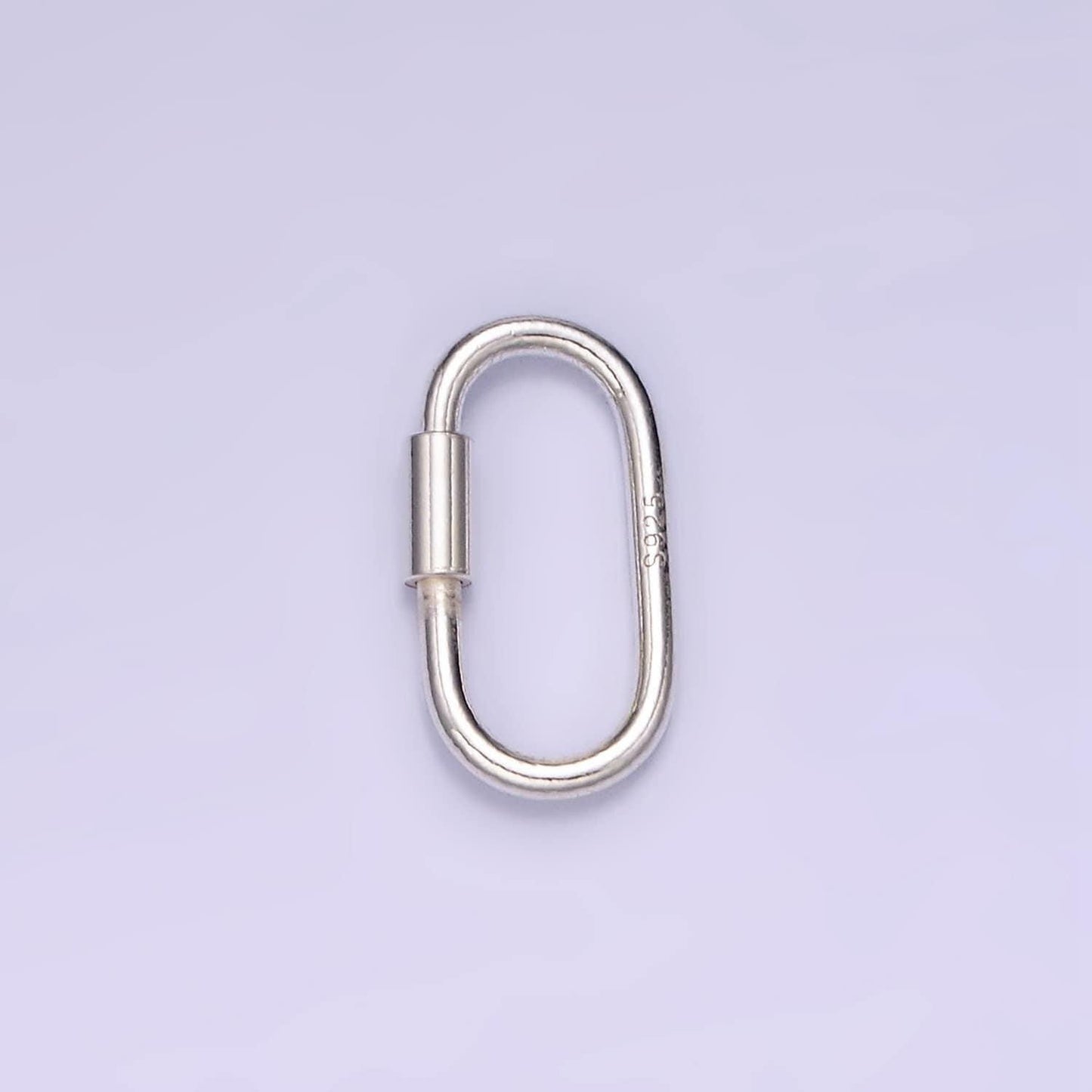 Dainty slim silver oval carabiner s925 sterling silver dainty screw lock clasp for jewelry making sl-487
