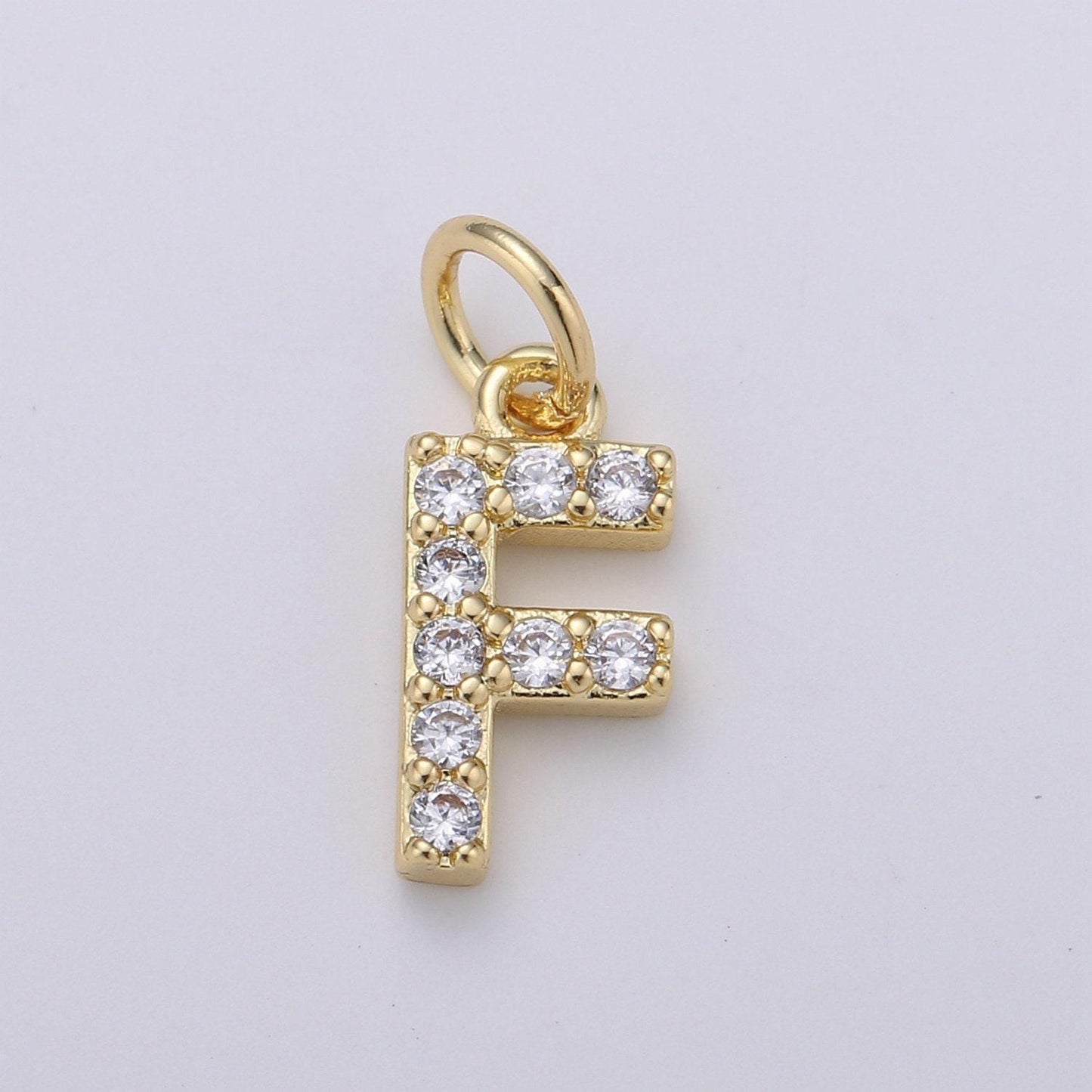 1pc gold cz micro pave initial letter charm, dainty letter pendant, cubic alphabeth charm, 9mm micro pave letters 08 a99-a111