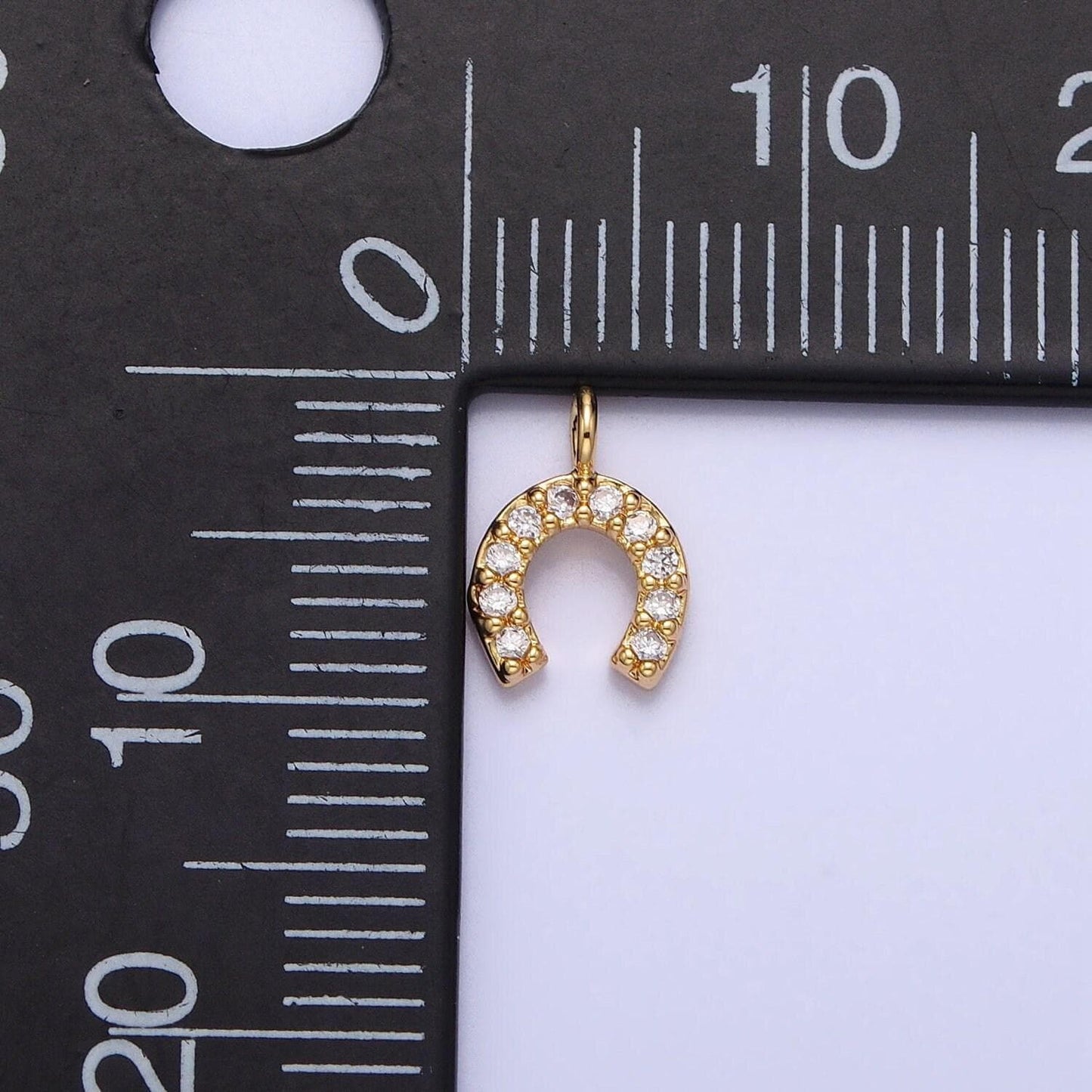 Mini gold horsehose charm micro pave silver horse shoe pendant add on charm lucky jewelry ac759 ac760