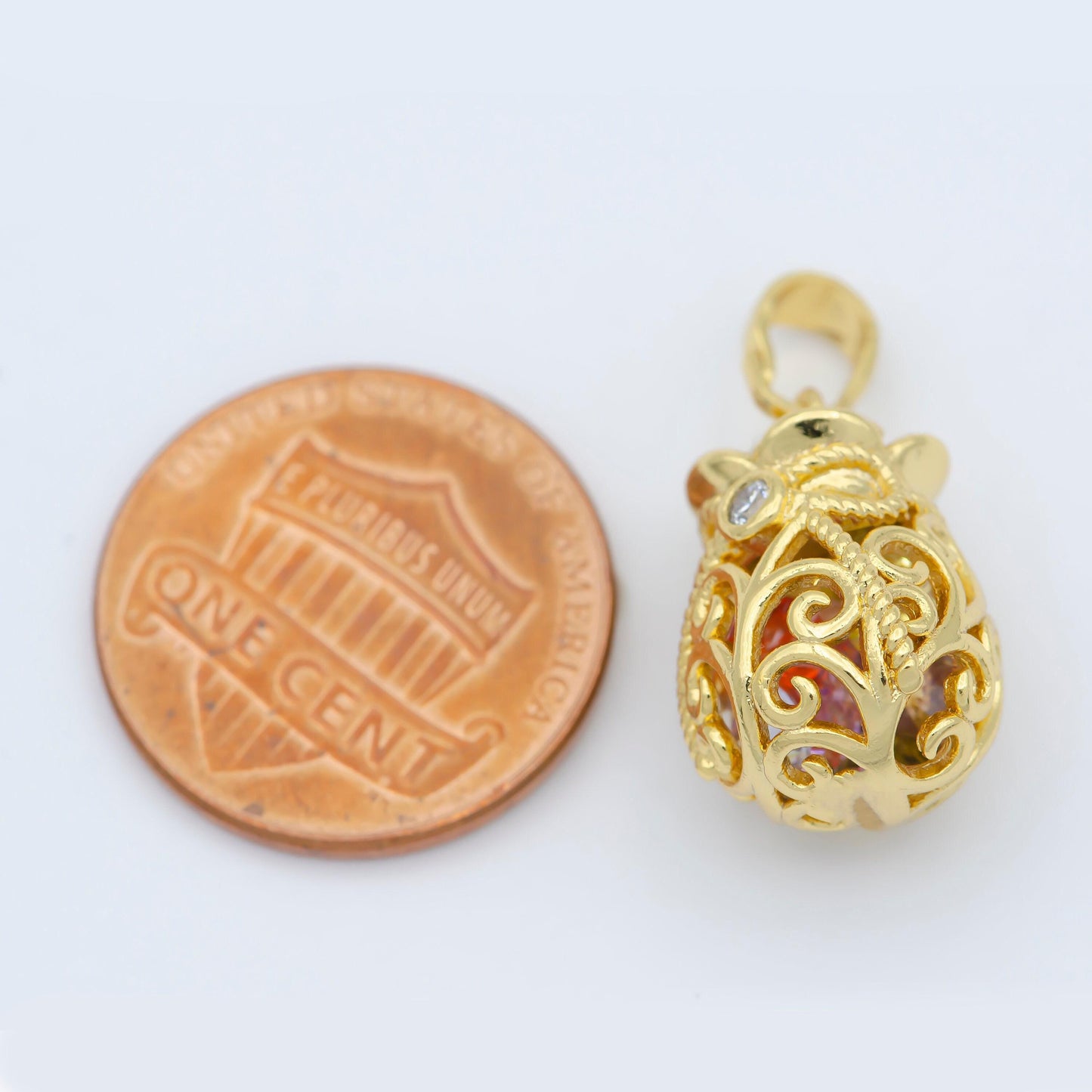 Colorful crystal gemstone charm cage, dainty pendant for minimalist jewelry supply