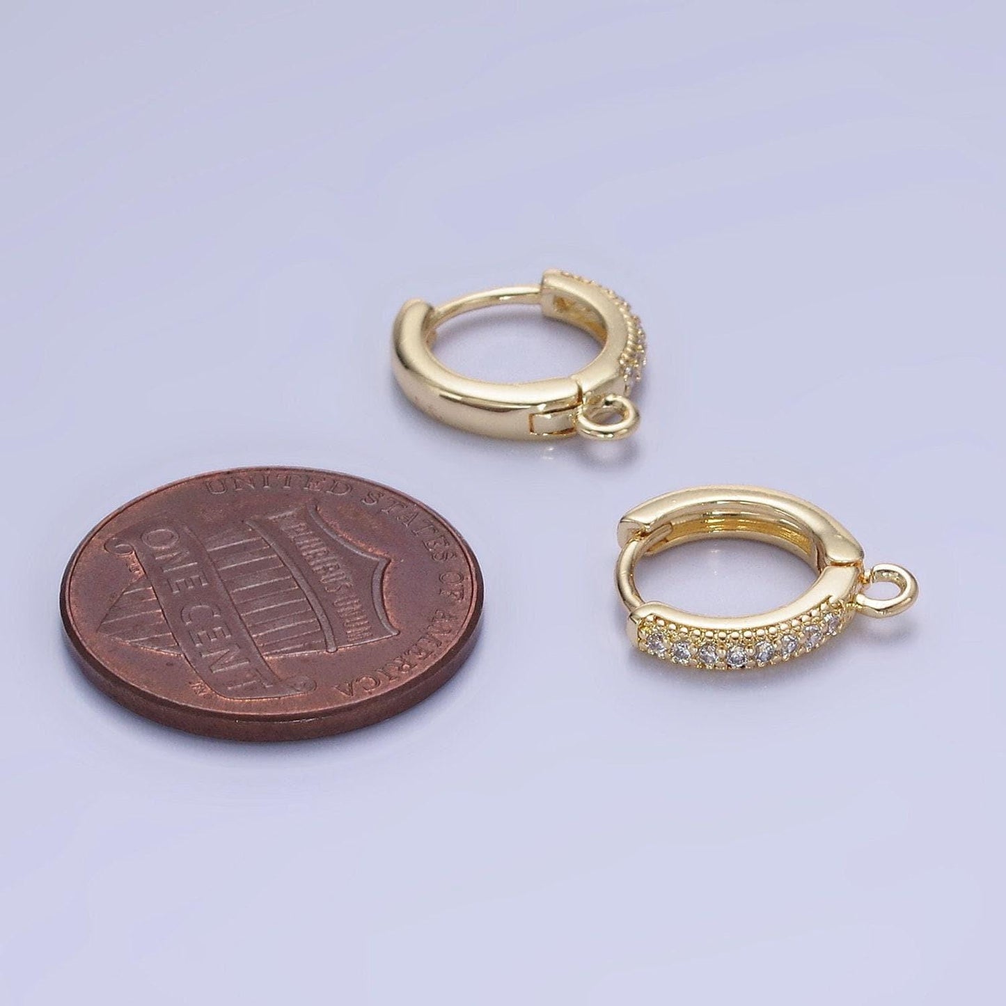 14k gold filled micro paved cz huggie earring findings | z-755