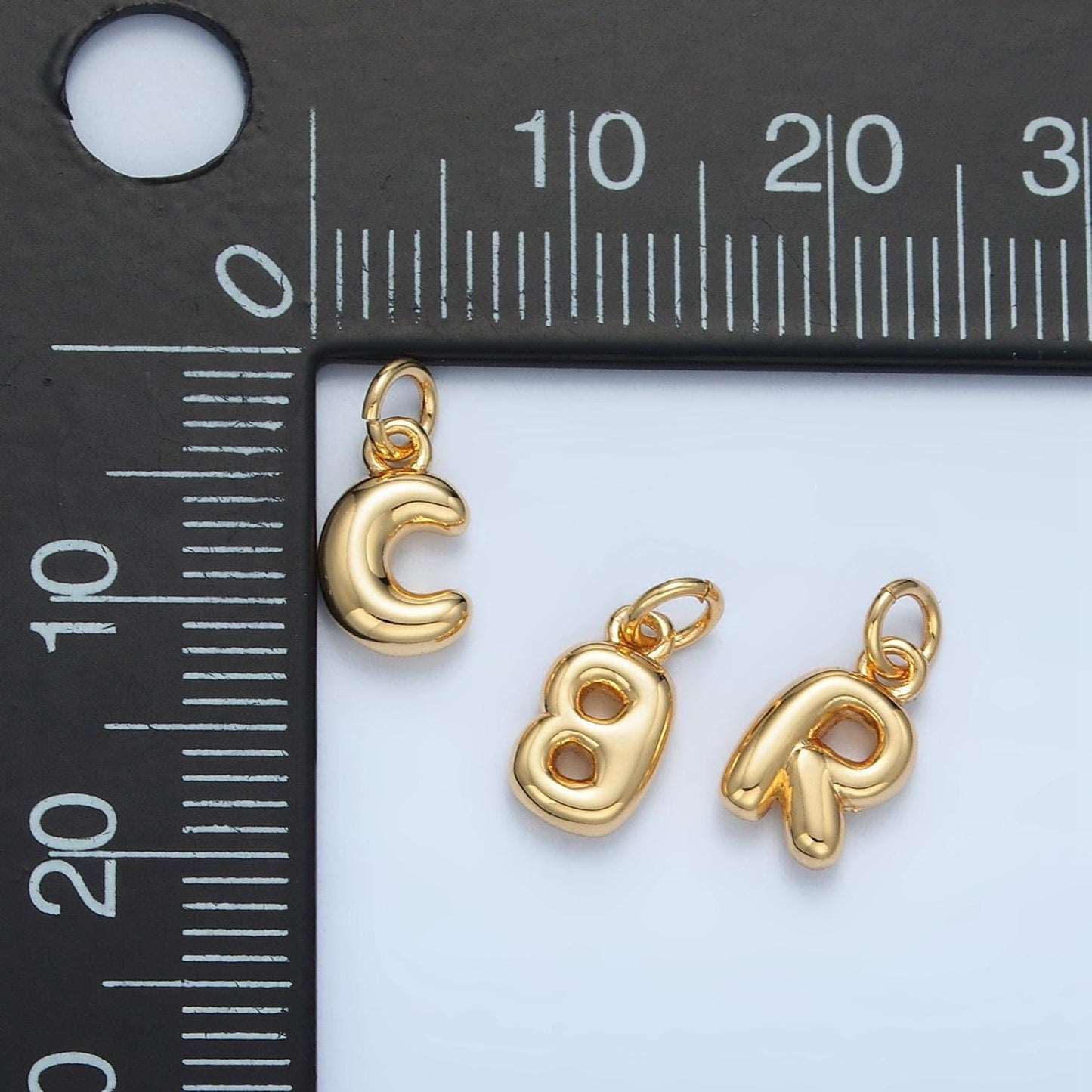 Small gold filled alphabet balloon initial charm puffy letter charm necklace bubble font style trend fashion jewelry necklace bracelet a1591
