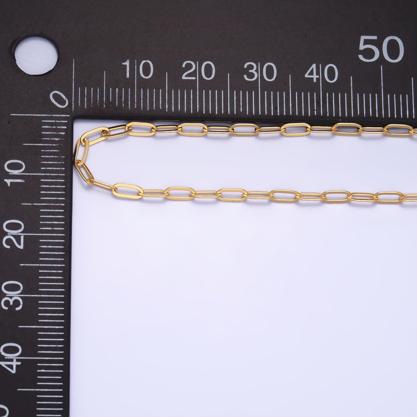 24k gold filled paper clip chain by yard, link chain wholesale bulk roll chain for jewelry making 2.2mm Link Size | Roll-1543