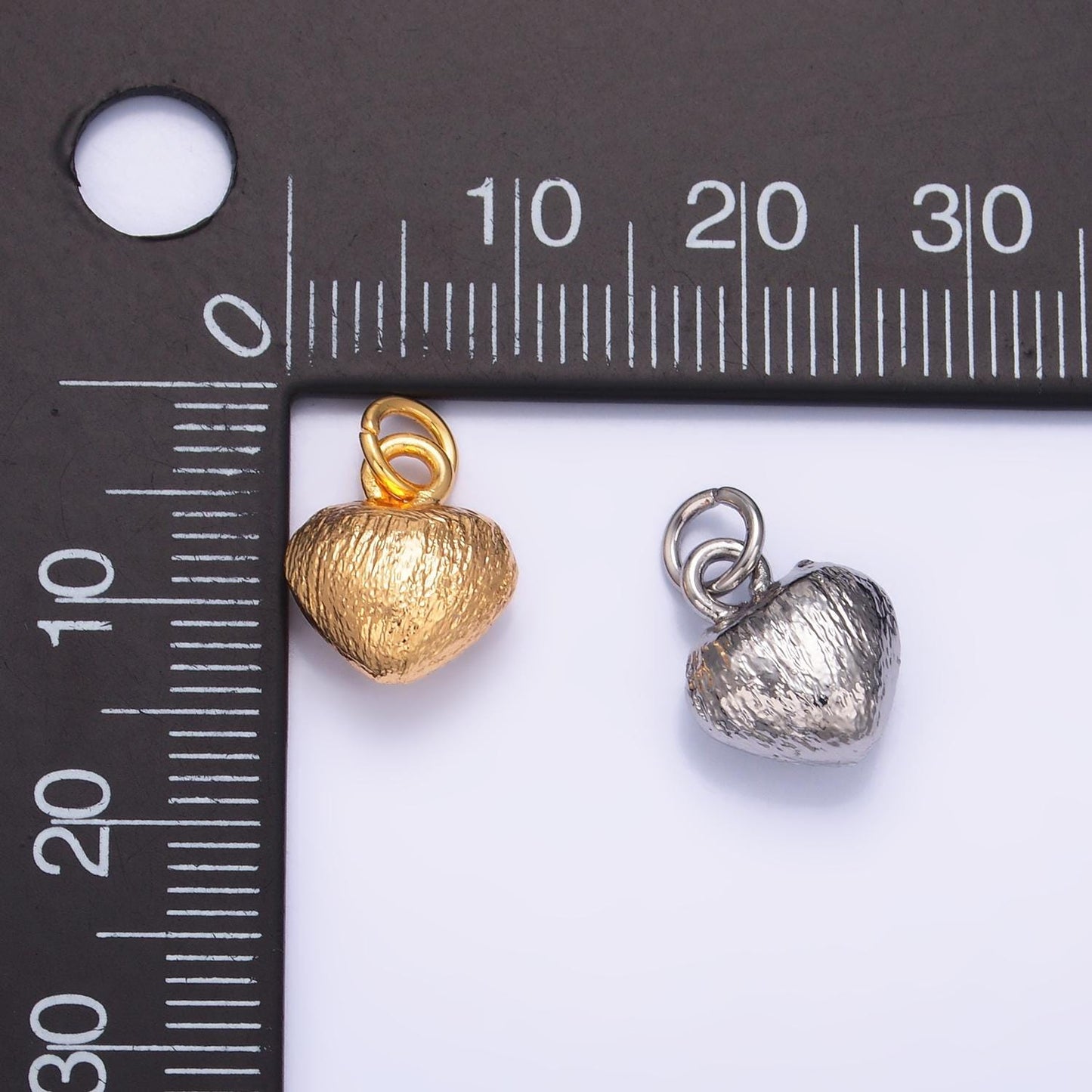 Mini Brushed Metal Gold Love Heart Charm 24K Gold Filled Puffy Heart Charm for Bracelet Necklace Pendant | W265