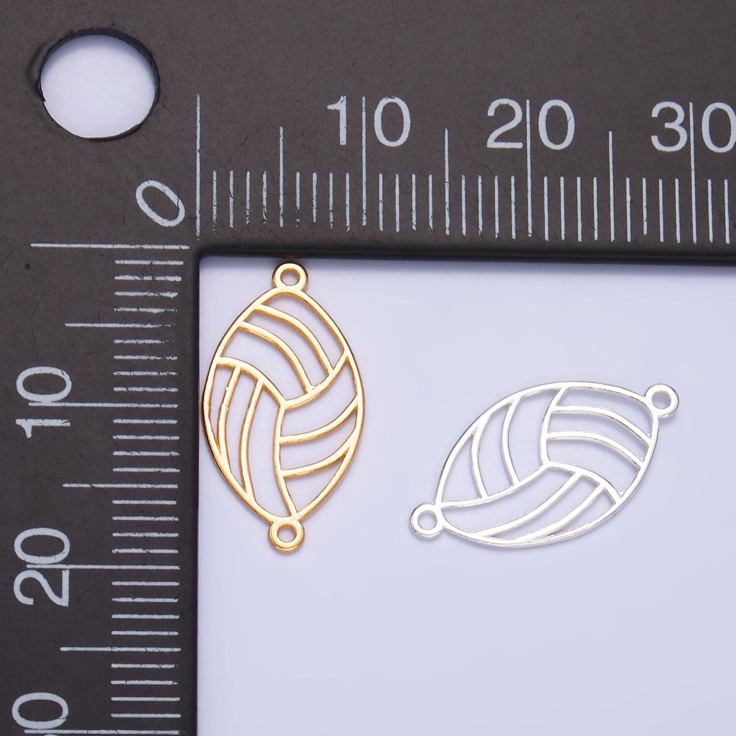 Mini S925 Sterling Silver Football Charm Connector Minimalist Gold Vermeil Sport Ball Link Connector | SL-584