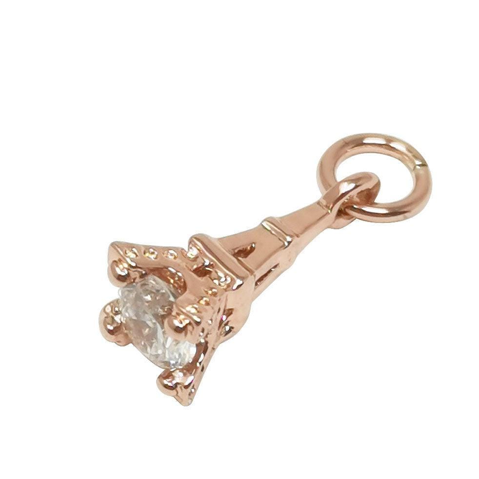 Dainty eiffel tower rose gold charm,solitaire cubic pendant, 18k gold cz envelope pendant for necklace bracelet supply, chgf-001839