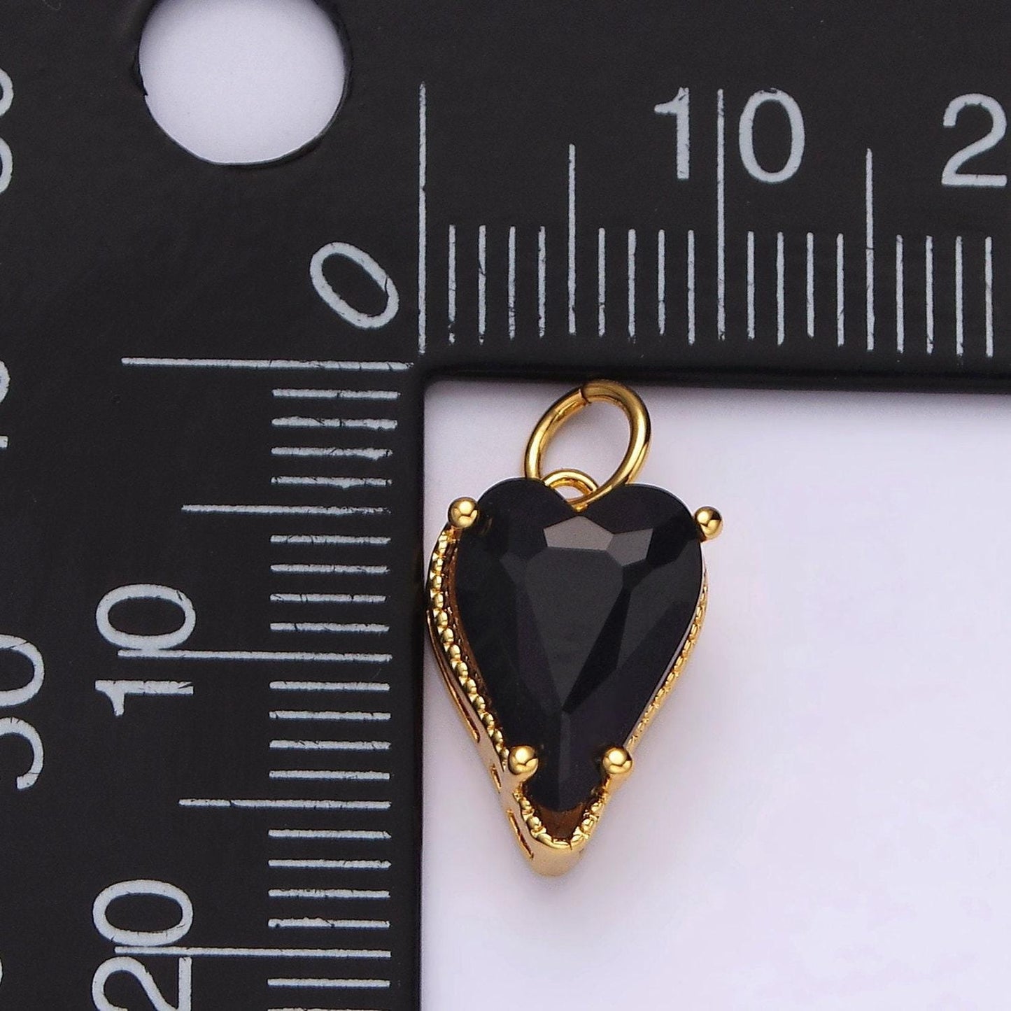 14k gold filled 17mm black cz heart add-on charm | ac785