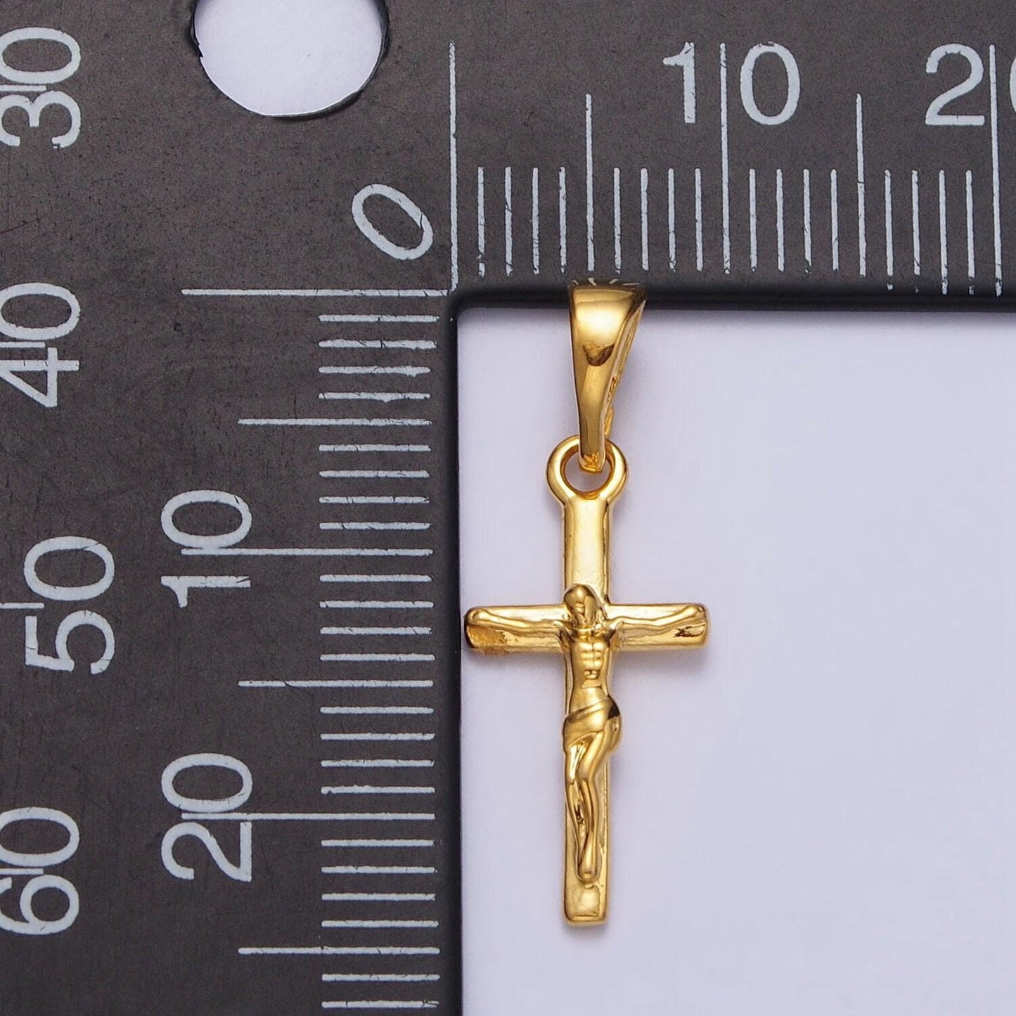 Dainty 24k gold filled cross pendant crucifix charm jesus on the cross for religious jewelry making catholic christian jewelry aa-021