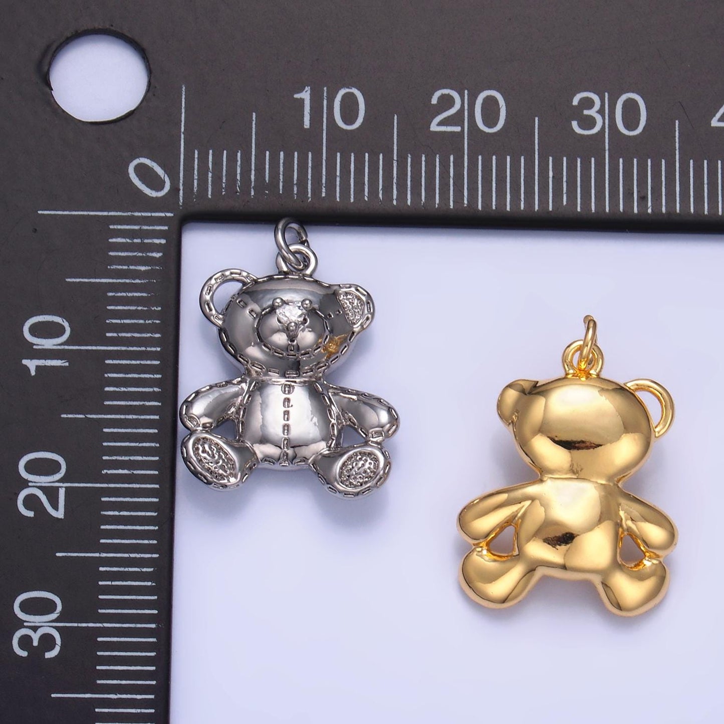 Mini Gold Bear Charms 24K Gold Filled Teddy Bear Doll Pendant Charm Bracelet Necklace for DIY Jewelry Making Supply W364