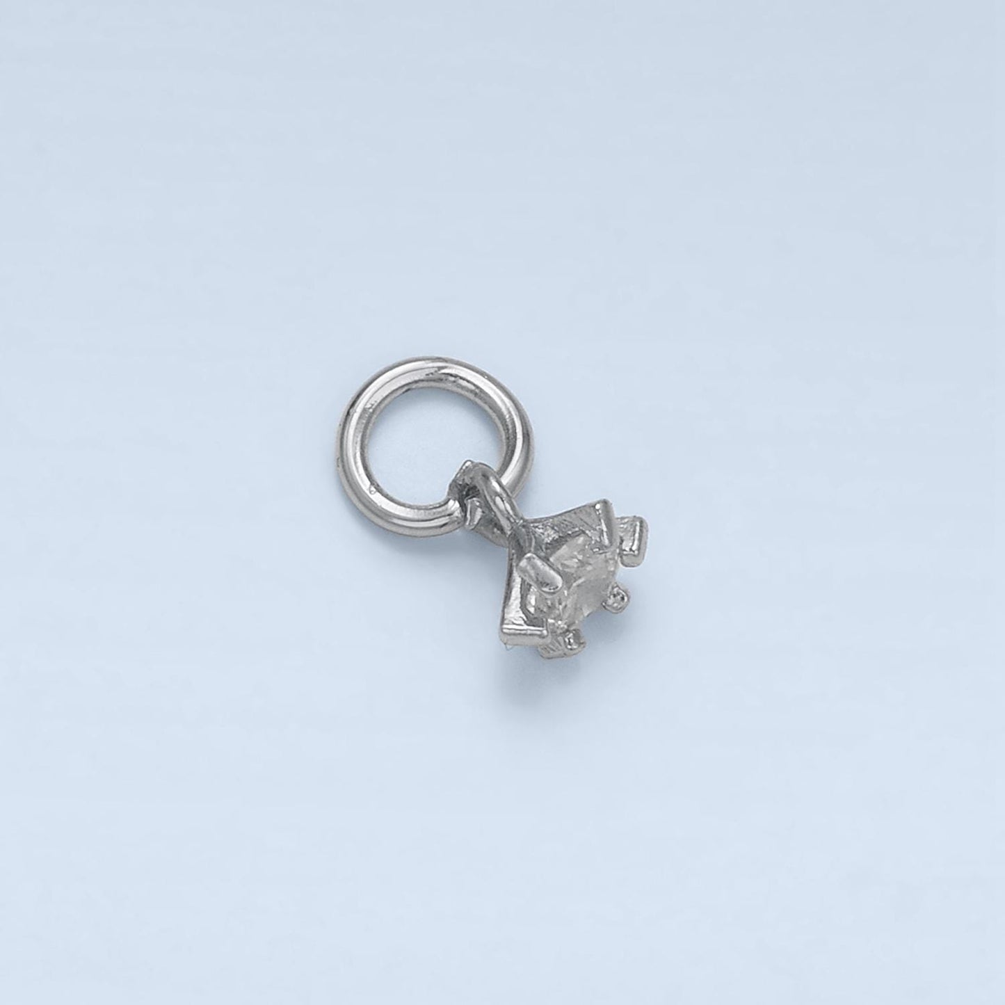 Cz clear head drop gold filled prong mini charm | x-552