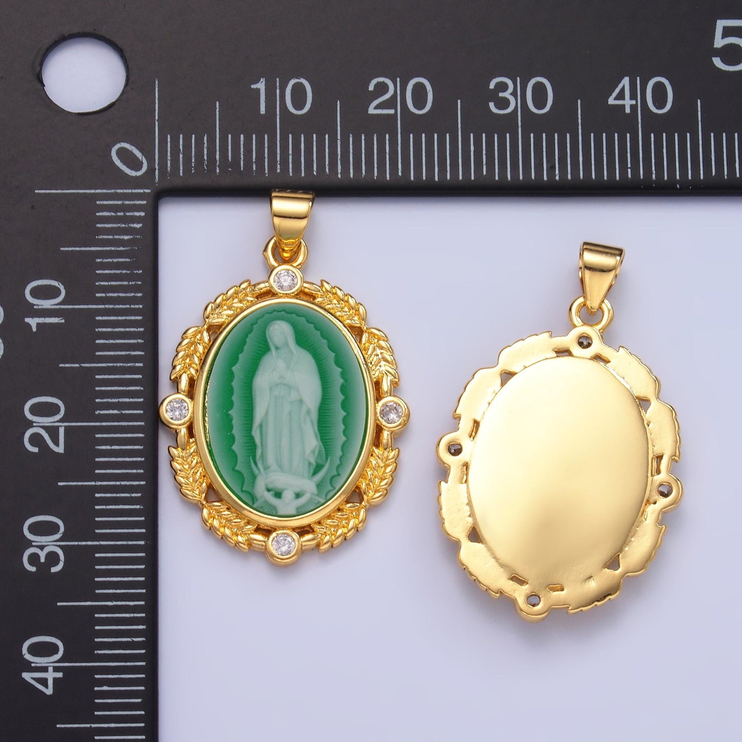Dainty Micro Pave Vintage Blue Agate Virgin Mary pendant Lady Guadalupe cameo jewelry Charm Necklace J-185 AA867