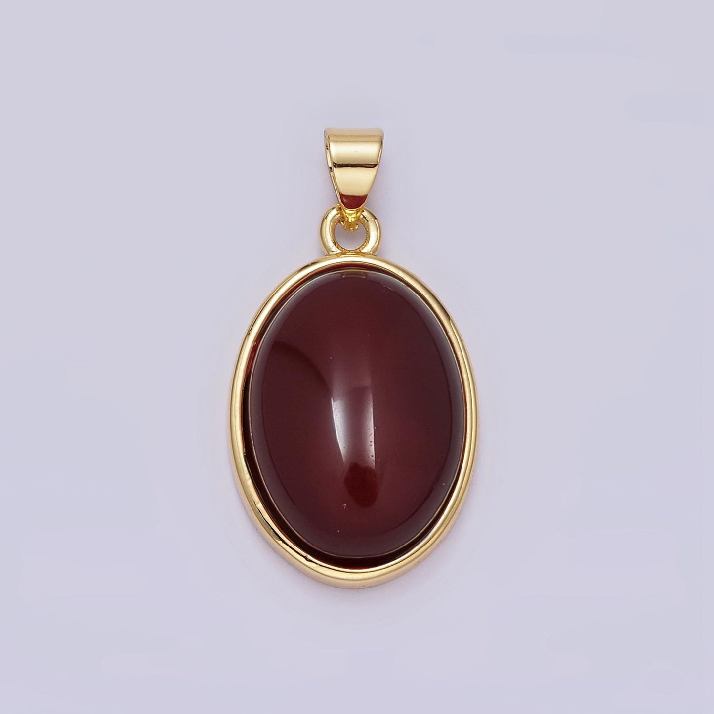 14K Gold Filled Red Carnelian, Labradorite Cabochon Oval Minimalist Pendant | AA683 AA684